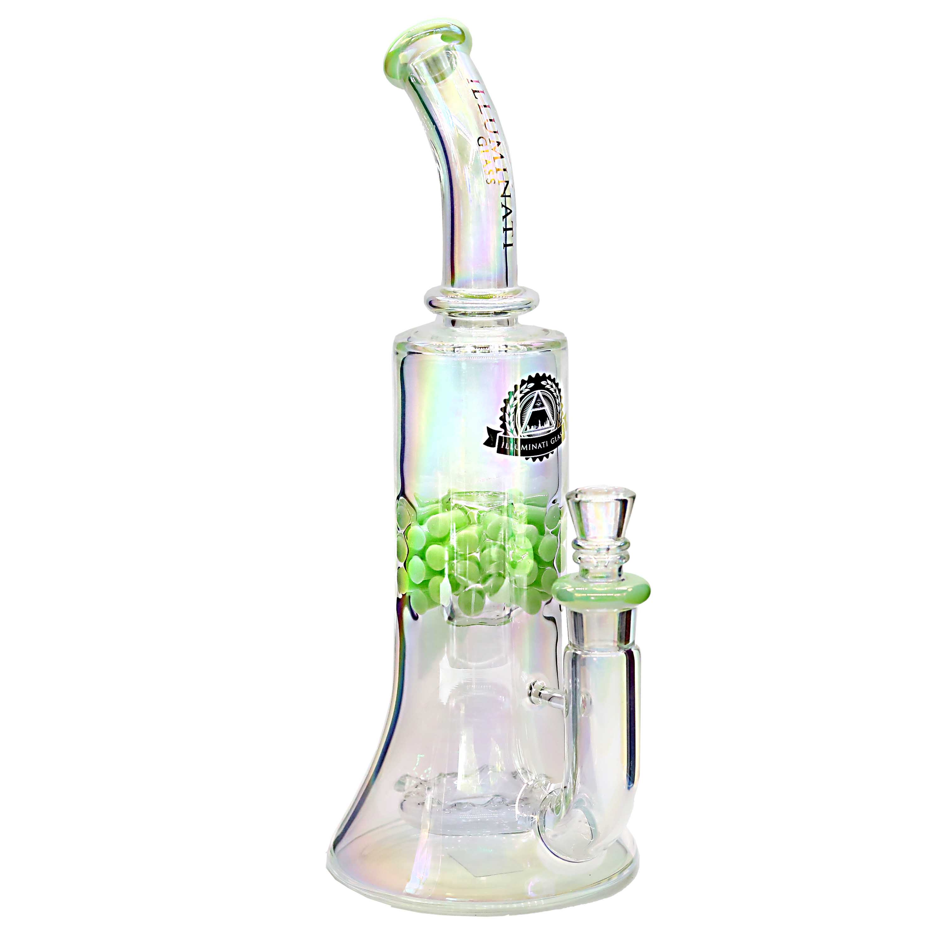 Illuminati Glass Tall Ring Perc Faberege Bent Neck Beaker Waterpipe (JDG01) | 16 inches | Assorted Colors product image