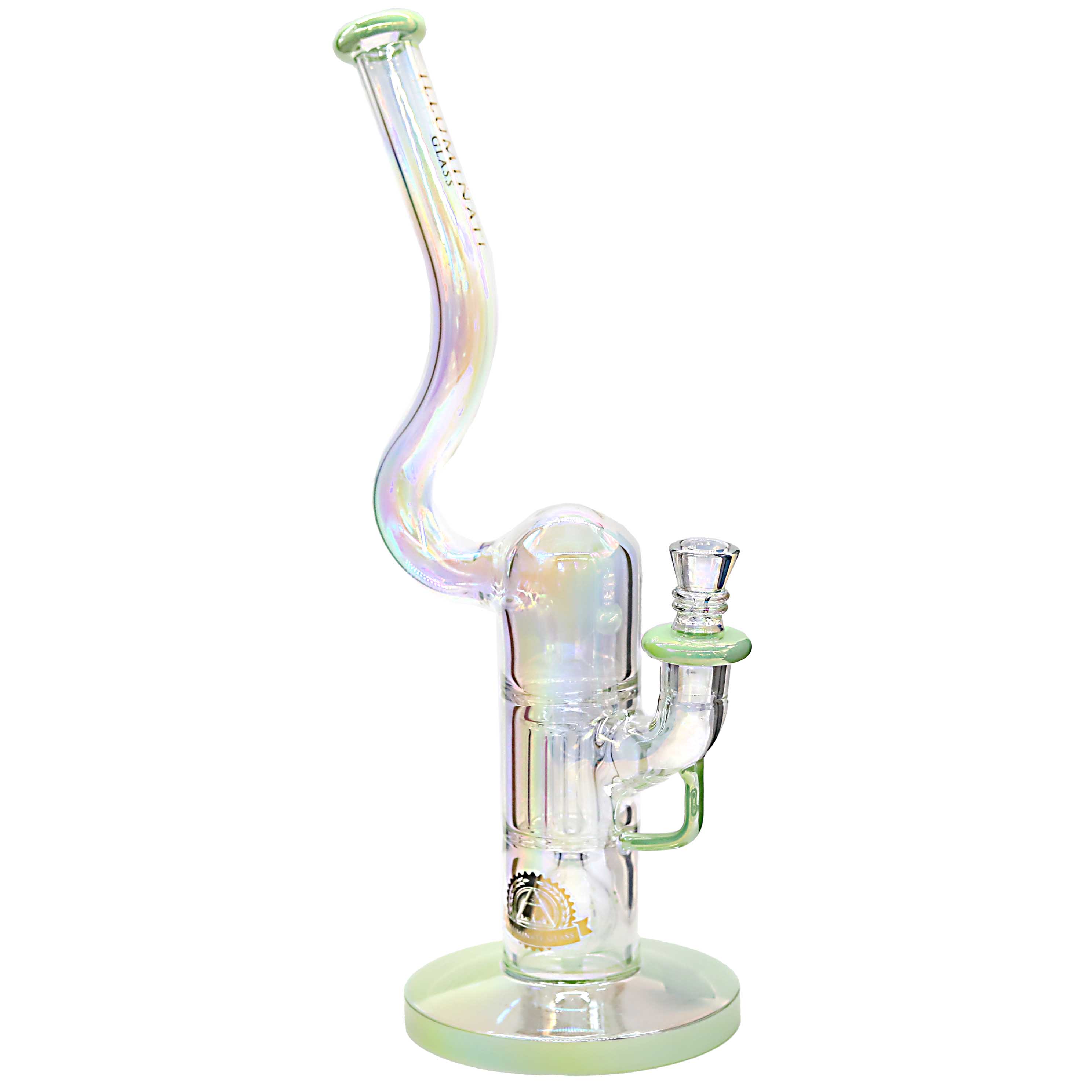Illuminati Glass Rainbow Shaded Tall Peyot Pillar Perc Bent Neck Waterpipe (JDG12) | 18 inches  product image