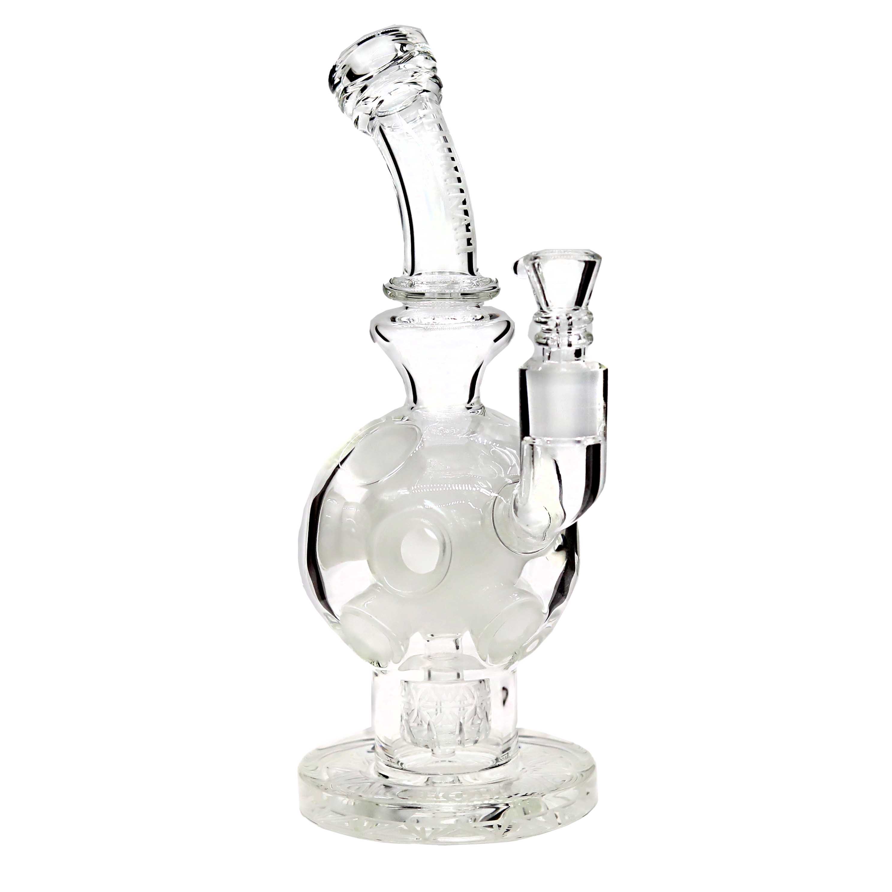 Illuminati Glass Faberge Sphere Egg With Sandblasted Bottom Bent Neck Waterpipe (JDG37) | 9 inches | Assorted Colors  product image