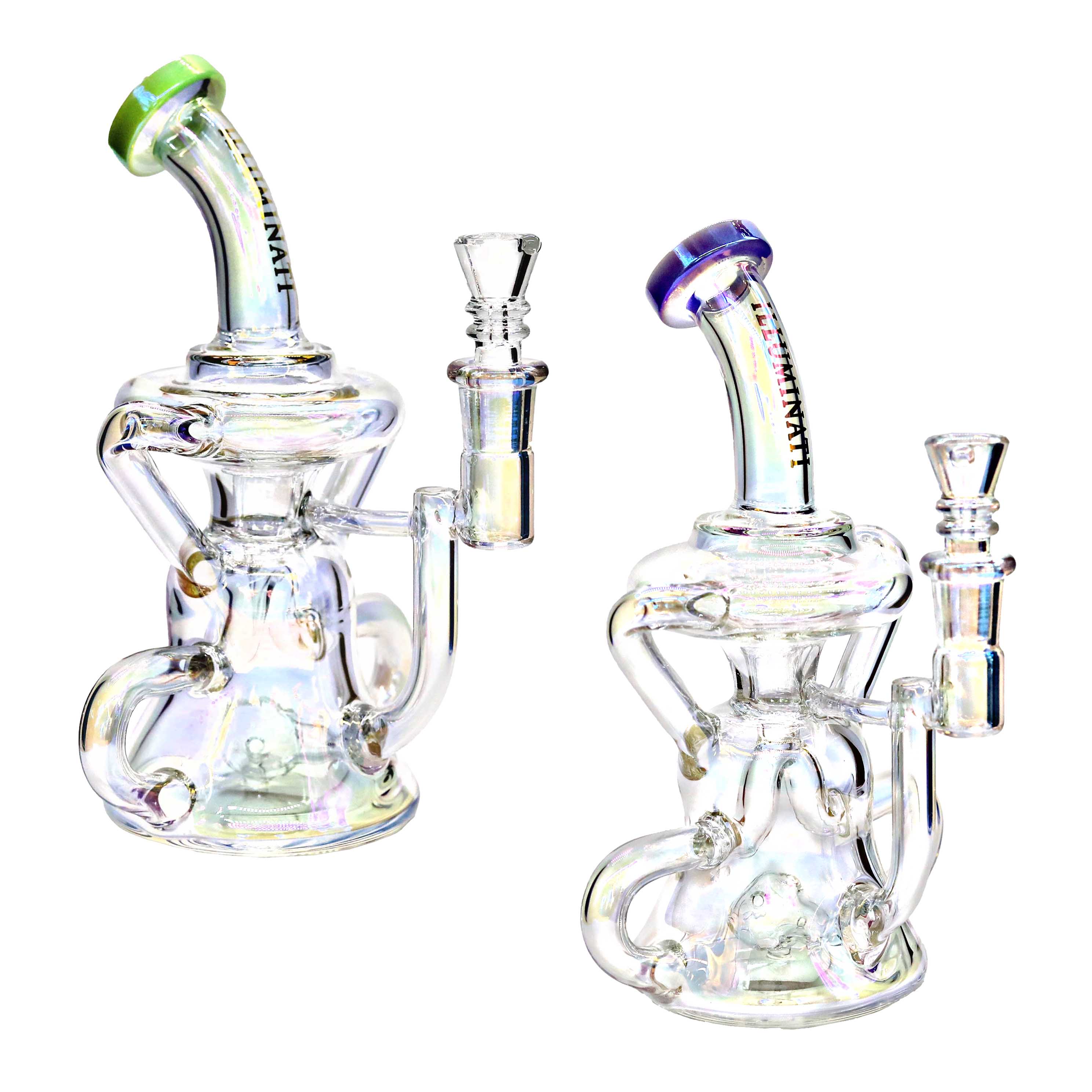 Illuminati Glass Slyme Top Rainbow Shaded THE QUAD KLEIN Recycler Waterpipe (JDG810-18) | 11 inches | Assorted Colors product image