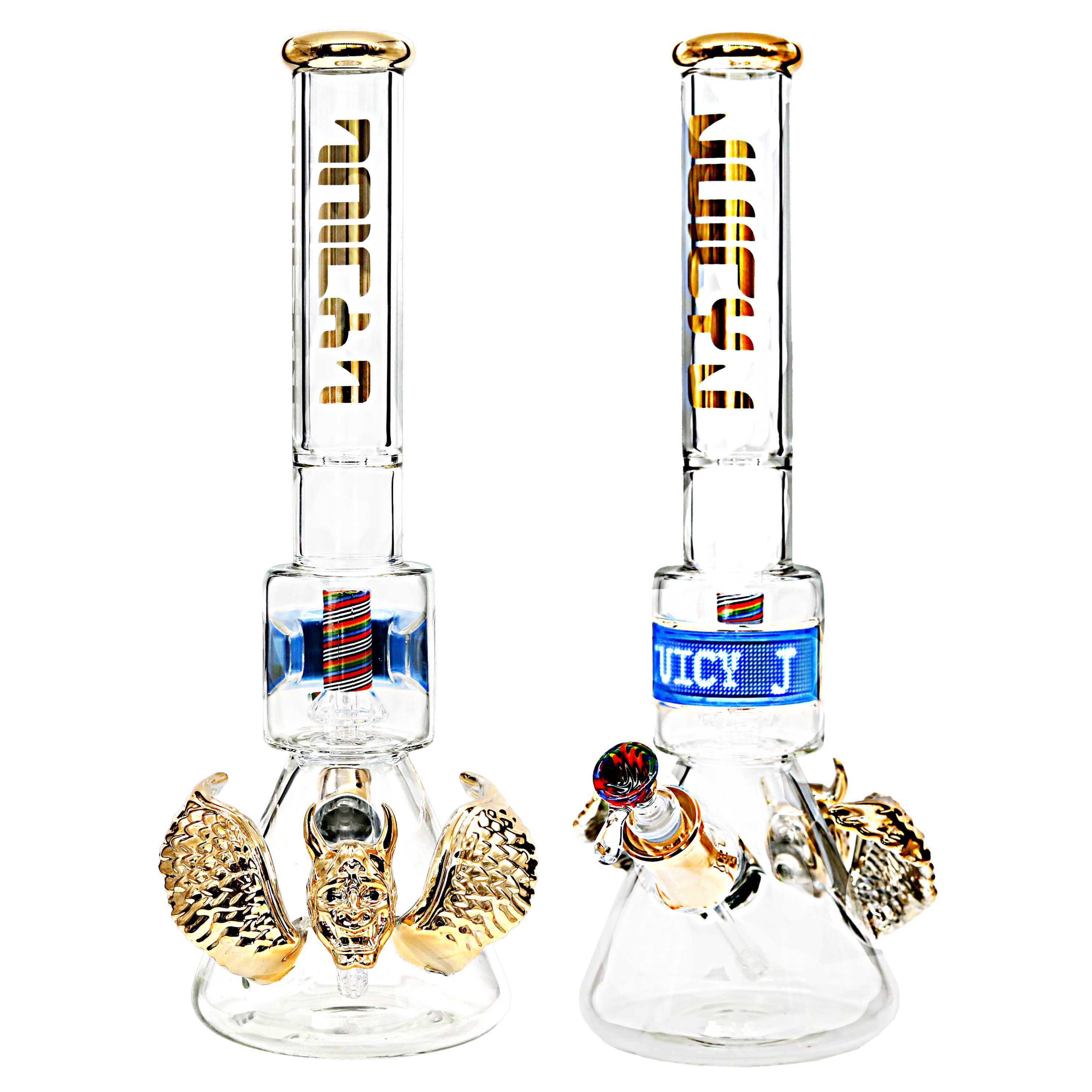 Cheech Juicy J LED Lights Gold Devil Beaker Waterpipe (JJ-21) | 20 inch product image