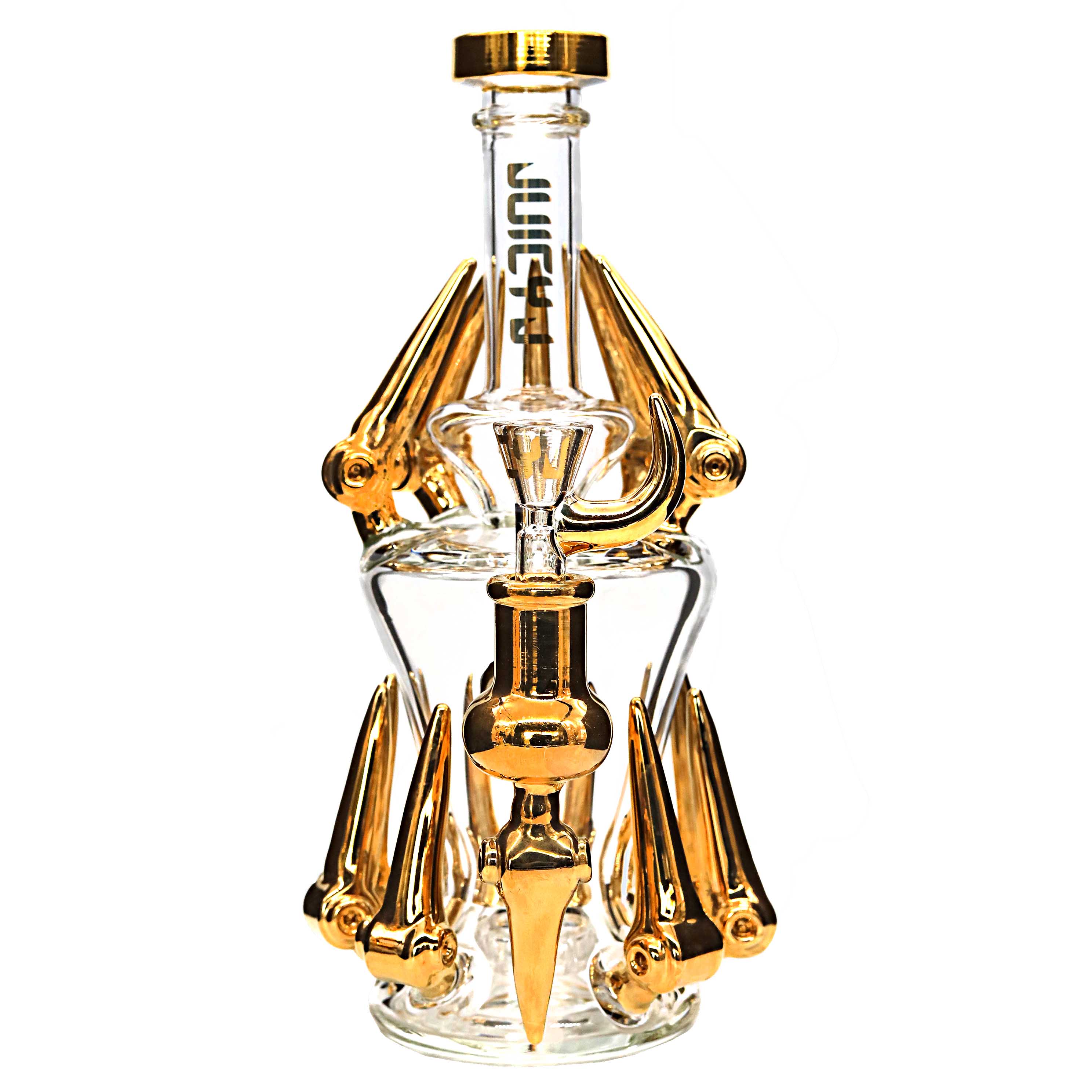 Cheech Golden Mechanics Design Glass Shaped Waterpipe (JJ-274) | 10 inch  product image