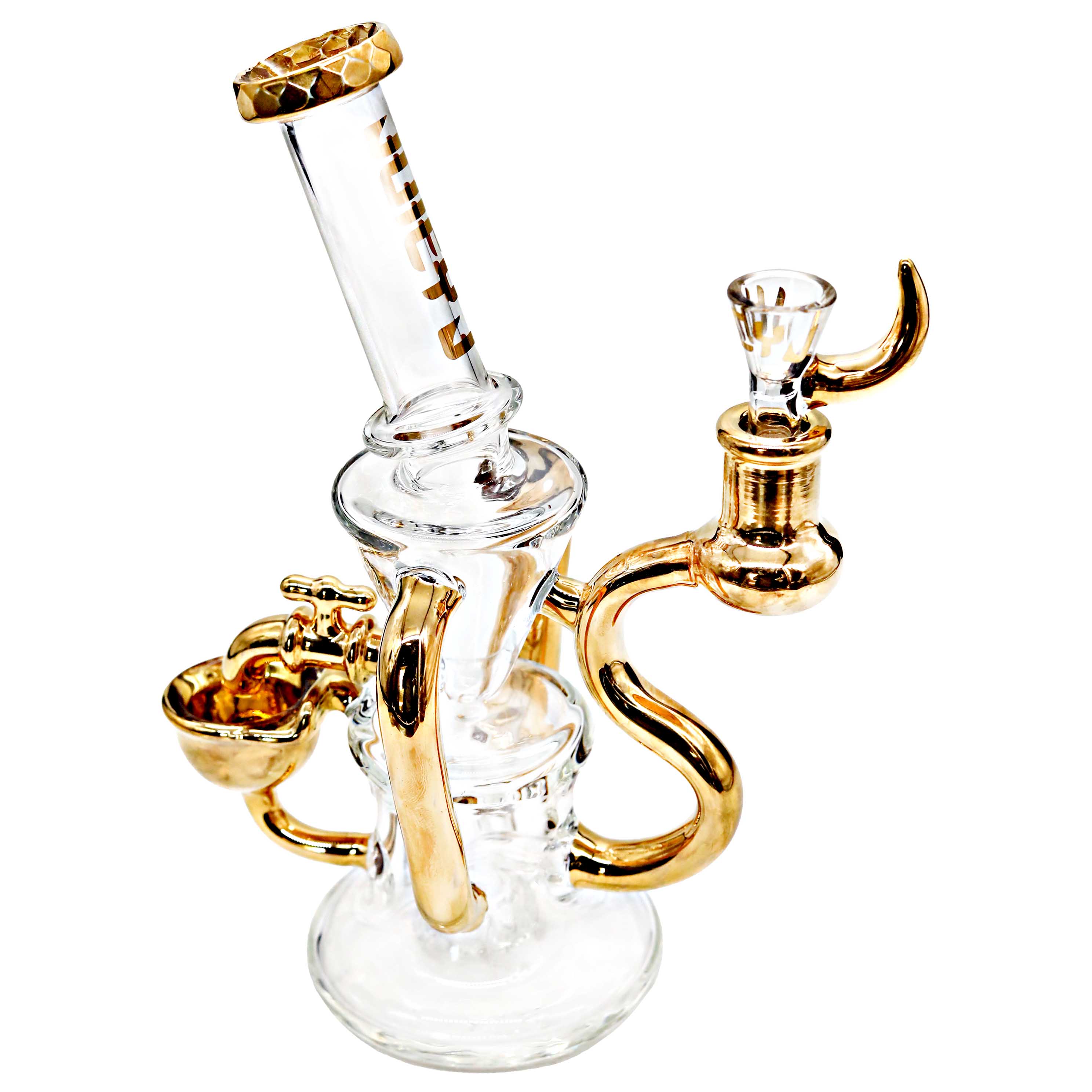 Cheech Juicy J Golden Tap Recycler Waterpipe (JJ-285) | 10 inch product image