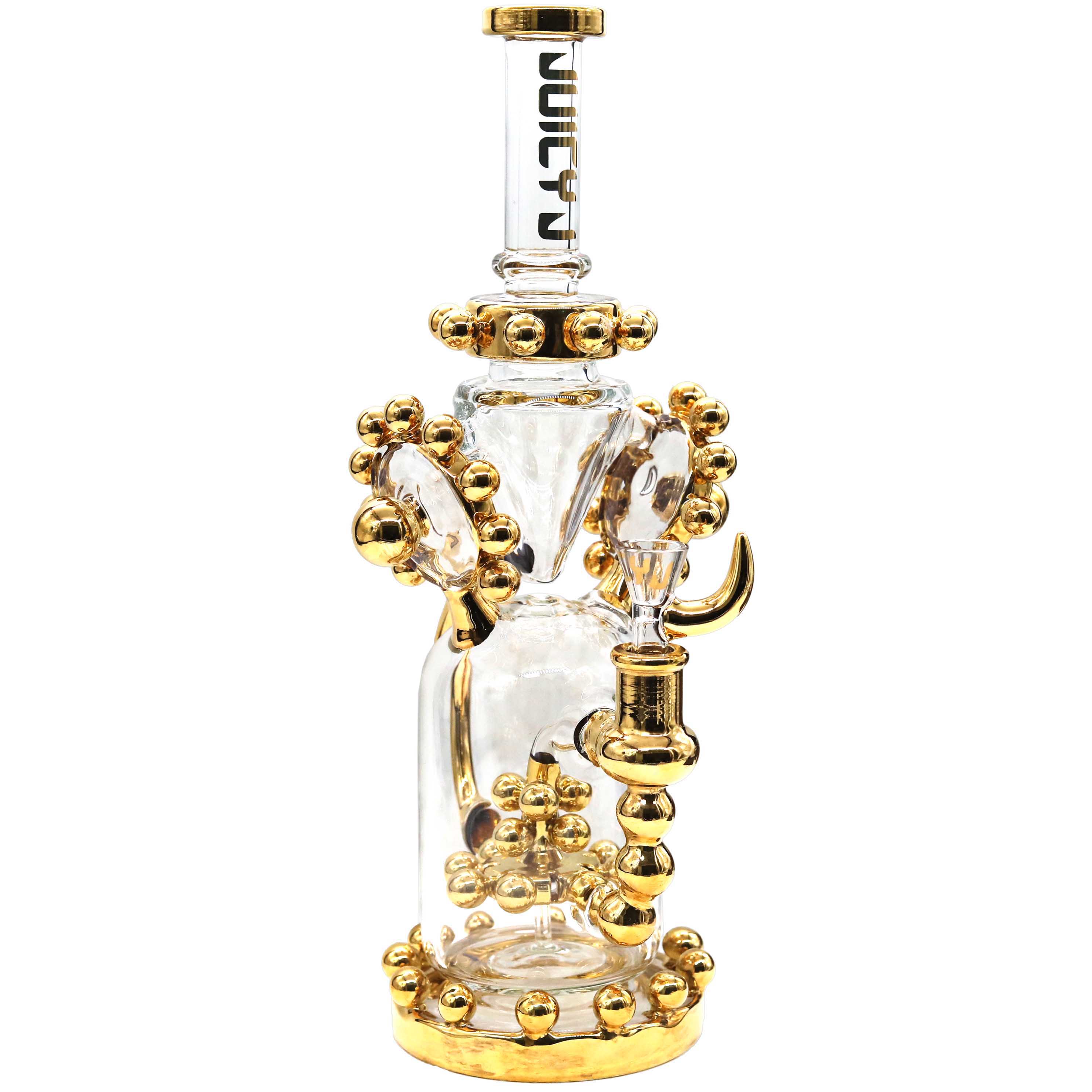 Cheech Metallic Golden Ball Design Recycler Waterpipe (JJ-299) | 14 inch  product image