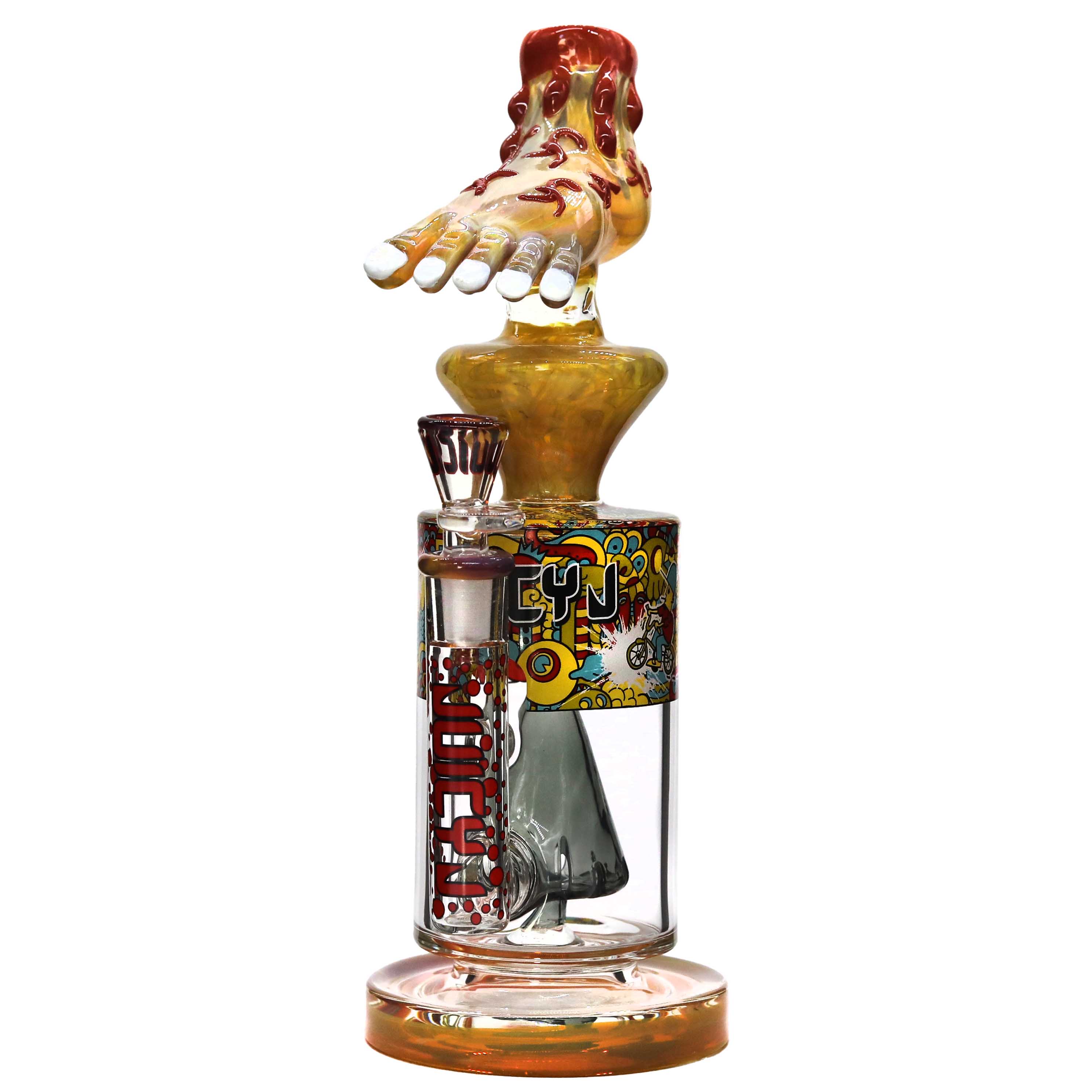Cheech Juicy J Colorful Quirky Bleeding Foot Top With Full Color Dome Perc Waterpipe (JJ-355) | 13 inches product image