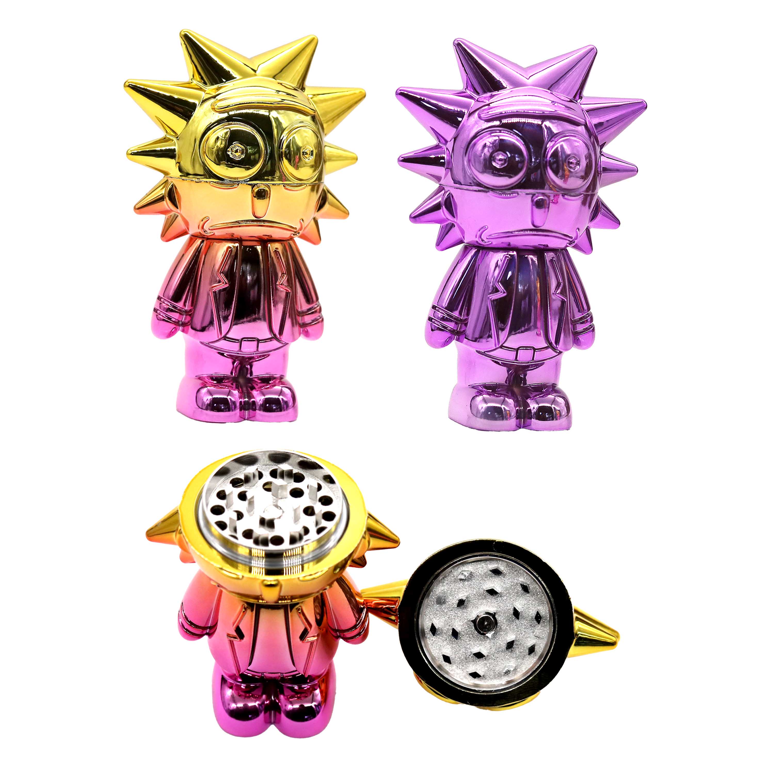 Mixed Designs Metallic Look Double Shaded Plastic Grinder (JZQ0261) | 5 Inch | Assorted Colors product image