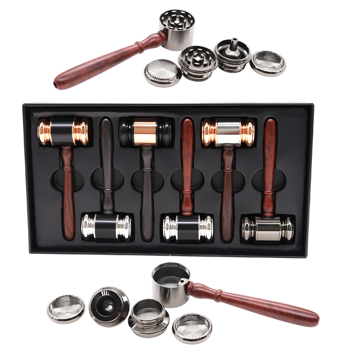 Judges Hammer Metal Pipe With Wooden Handle And Grinder (MTP402) | 6 Count Display product image