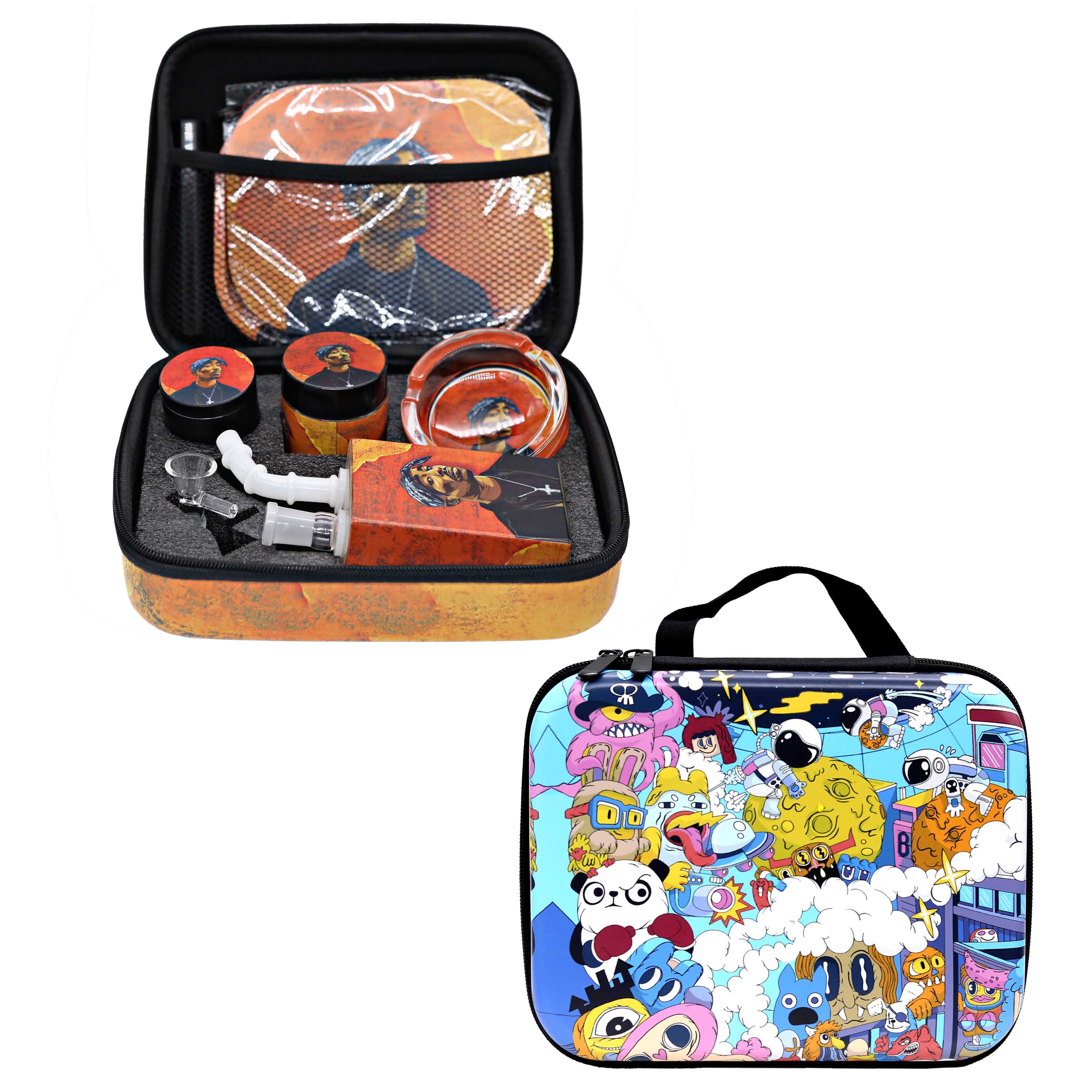 Smoking Set 10 Piece Waterpipe, Ashtray, Grinder & Stash Jar Kit (KIT50) | Assorted Designs product image