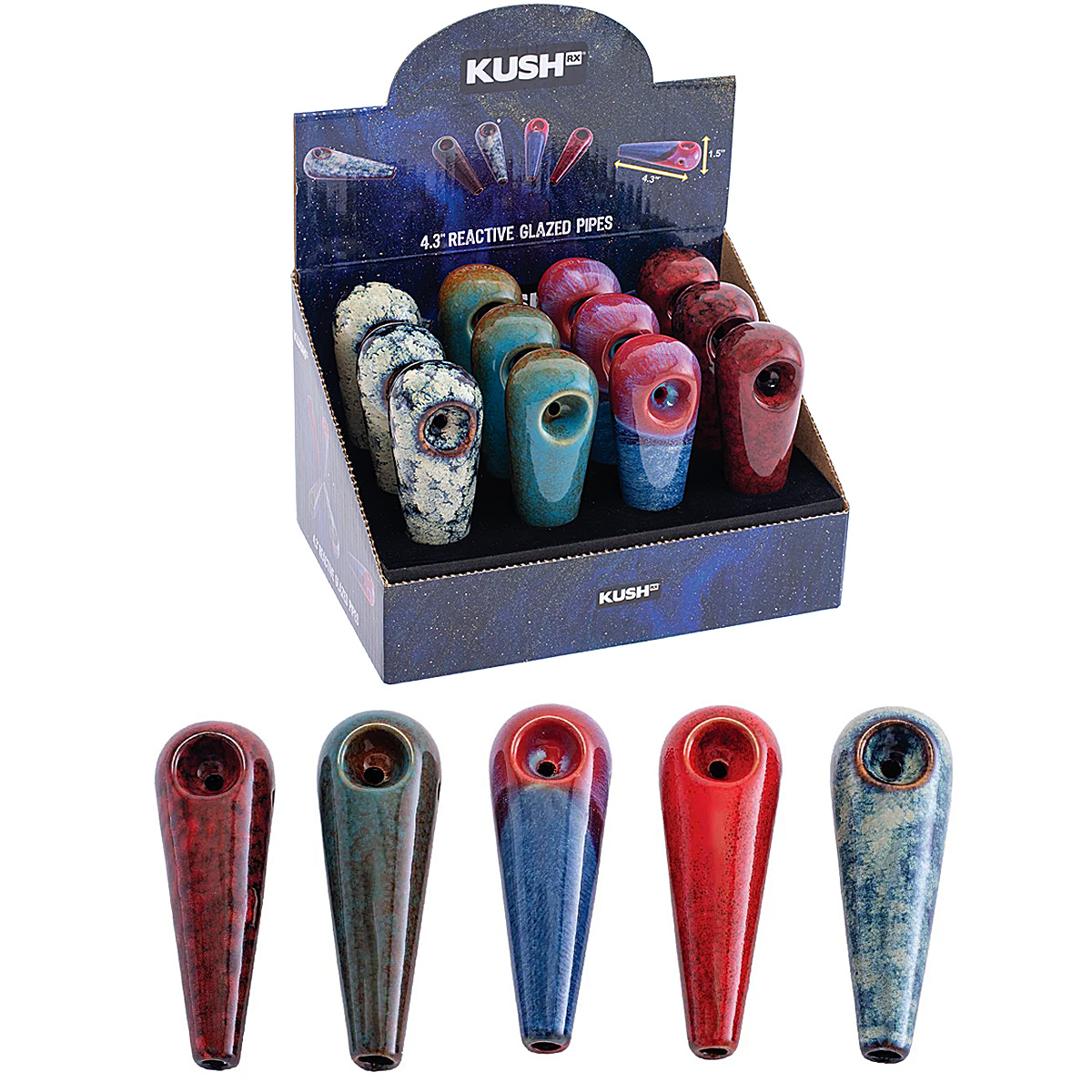 KUSH Reactive Glazed Mini Handpipe (CPD12) | 4 inches | Assorted Colors product image
