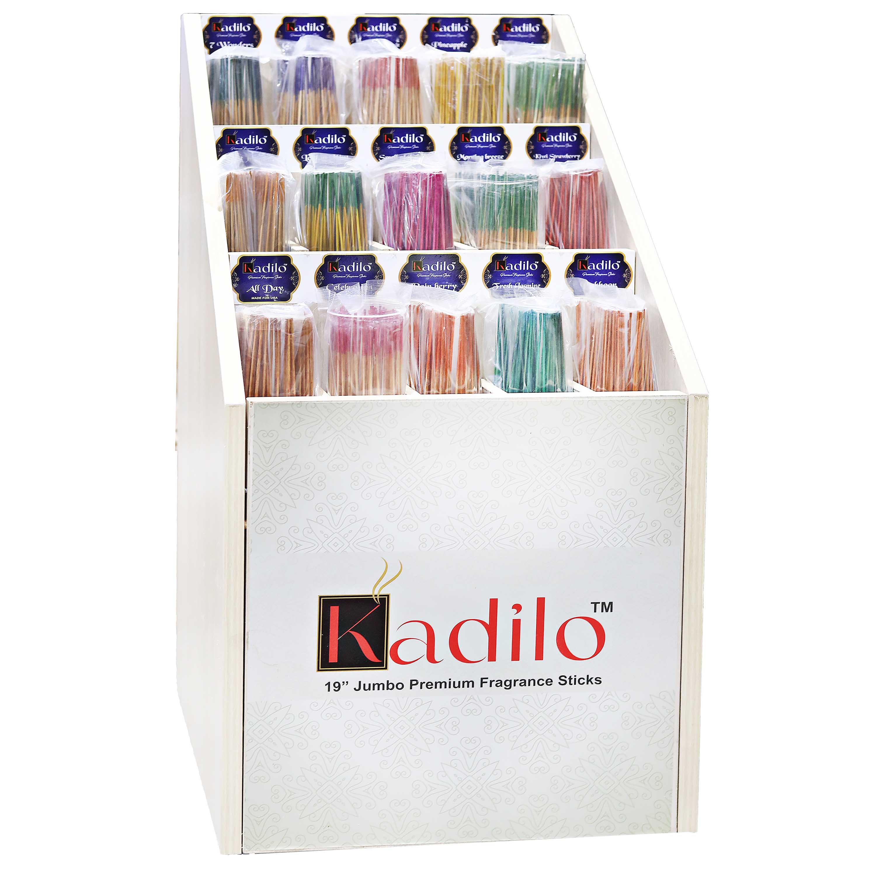 Kadilo Premium Fragrance Jumbo Incense Sticks With Wooden 15 Count Display | 19 inch | Assorted Scents product image