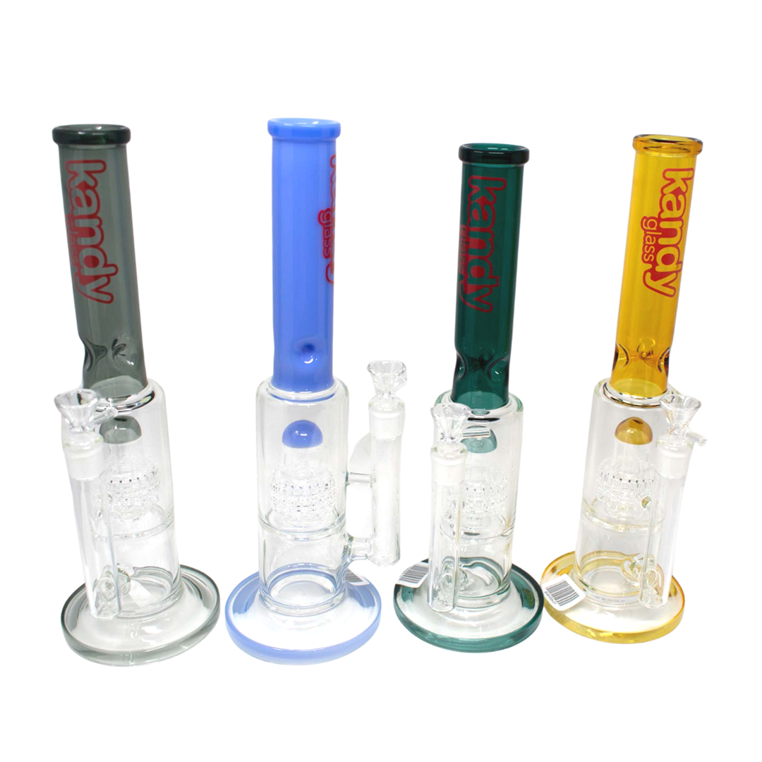 Kandy Glass Mixed Designs Matrix Perc Straight Waterpipe | 12 inch | Assorted Colors product image