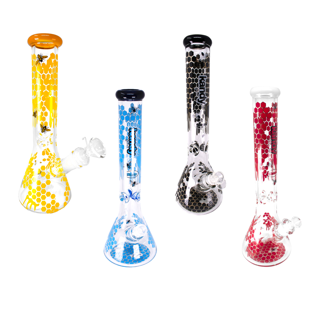 Kandy Glass Honeycomb Design Beaker Waterpipe | 16 inch | Assorted Colors product image