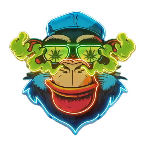 Monkey With Leaf Design Galsses LED Neon Sign (SM102) | 16.5 x 16.5 inches product image