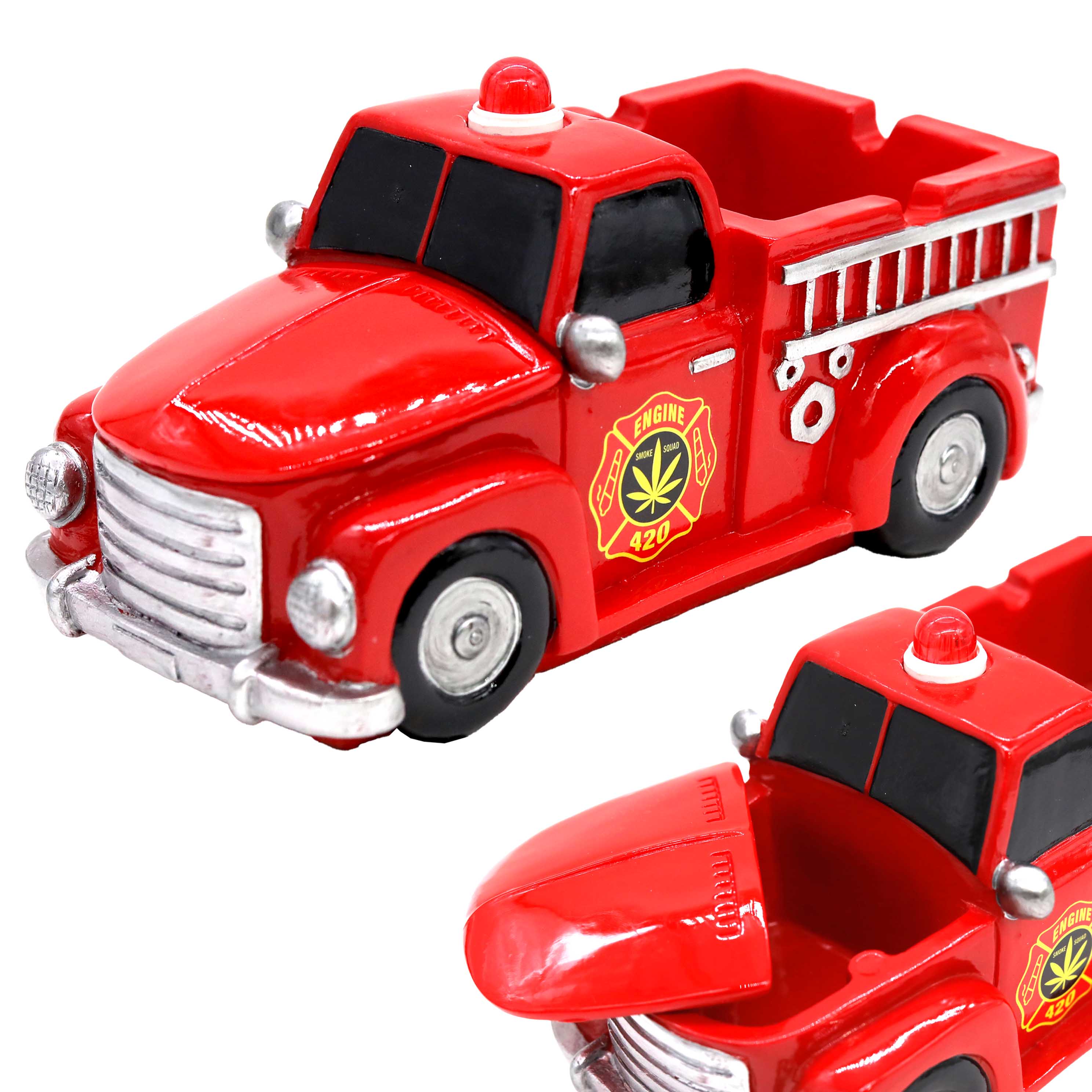 Fujima Red 420 Light-Up Firetruck Stash Can And Ashtray (LT250) | 9 inches product image