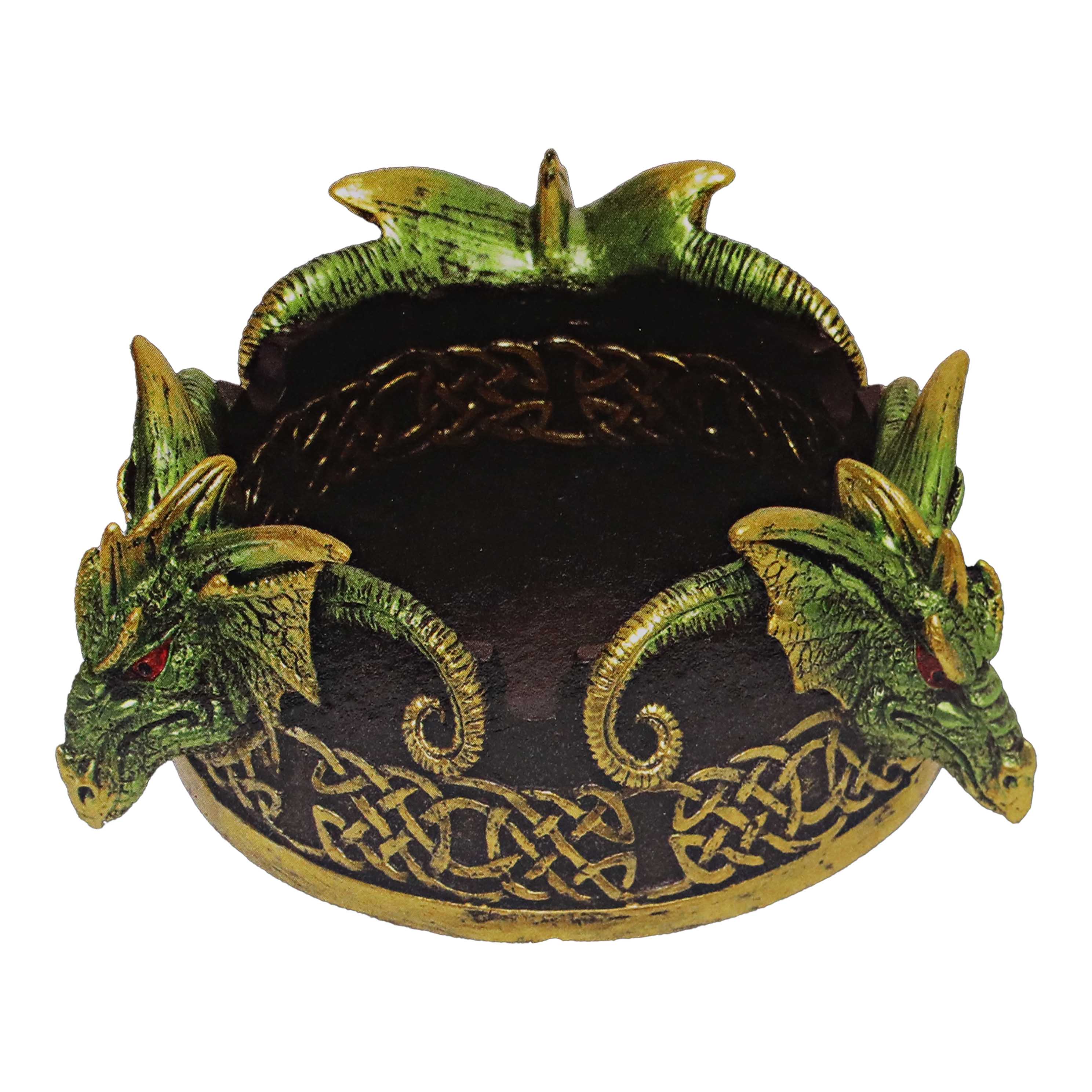 Fujima Green Tri Headed Dragon Ashtray (LT263) | 5.5 inch product image