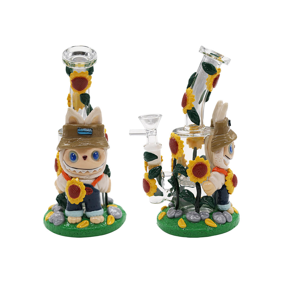 Labubu Holding All Over Sunflower Matrix Perc Waterpipe (AB29) | 11 inches | Assorted Colors product image