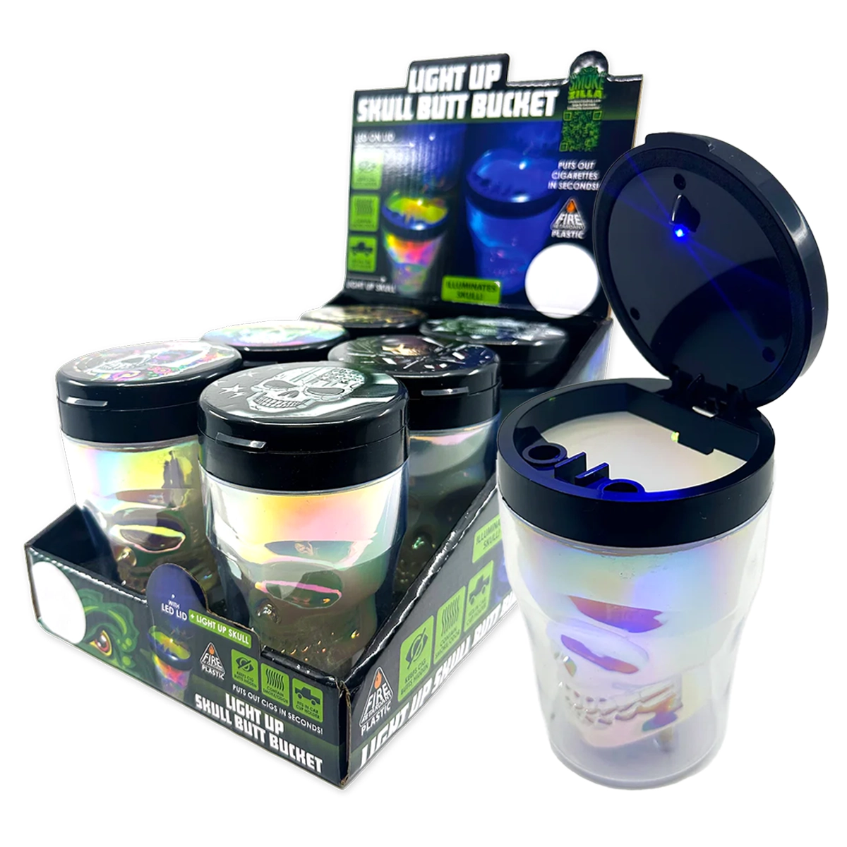 Smoke Zilla Light Up Skull Butt Bucket Ashtray (023981) | 6 Count Display product image