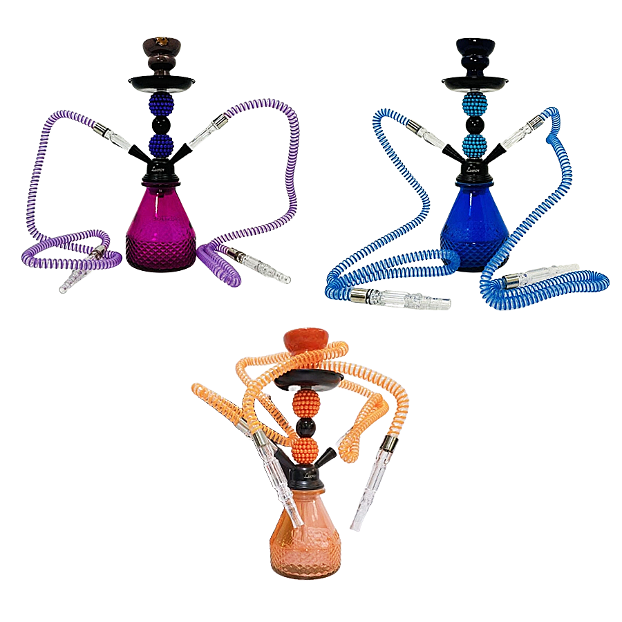 Luxor Shisha 2 Hose Hookah With Double Pearl Watermelon Deco (NP21-62) | 13 inch | Assorted Colors product image
