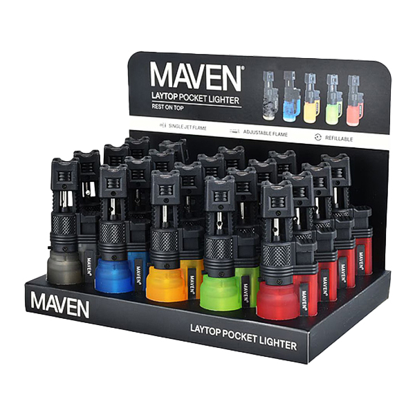 Maven LAYTOP Pocket Lighters (98-1173) | 20 Count Display | Assorted Colors product image