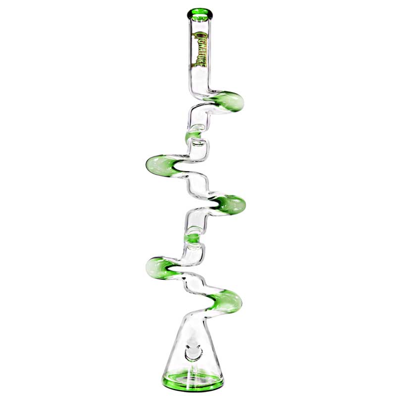 Cignature Zigzag Design Double Shaded Beaker Waterpipe (MB-1062) | 36 inch | Assorted Colors product image