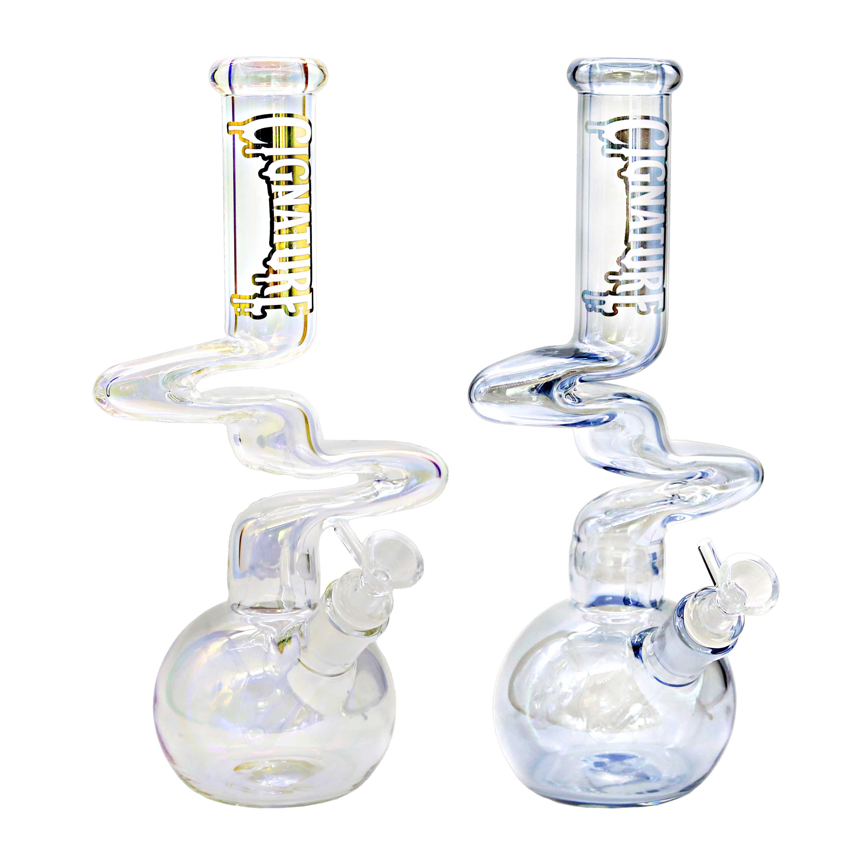 Cignature Gold Fumed ZigZag Vas Shaped Waterpipe (MB-812) | 12 inch | Assorted Colors product image