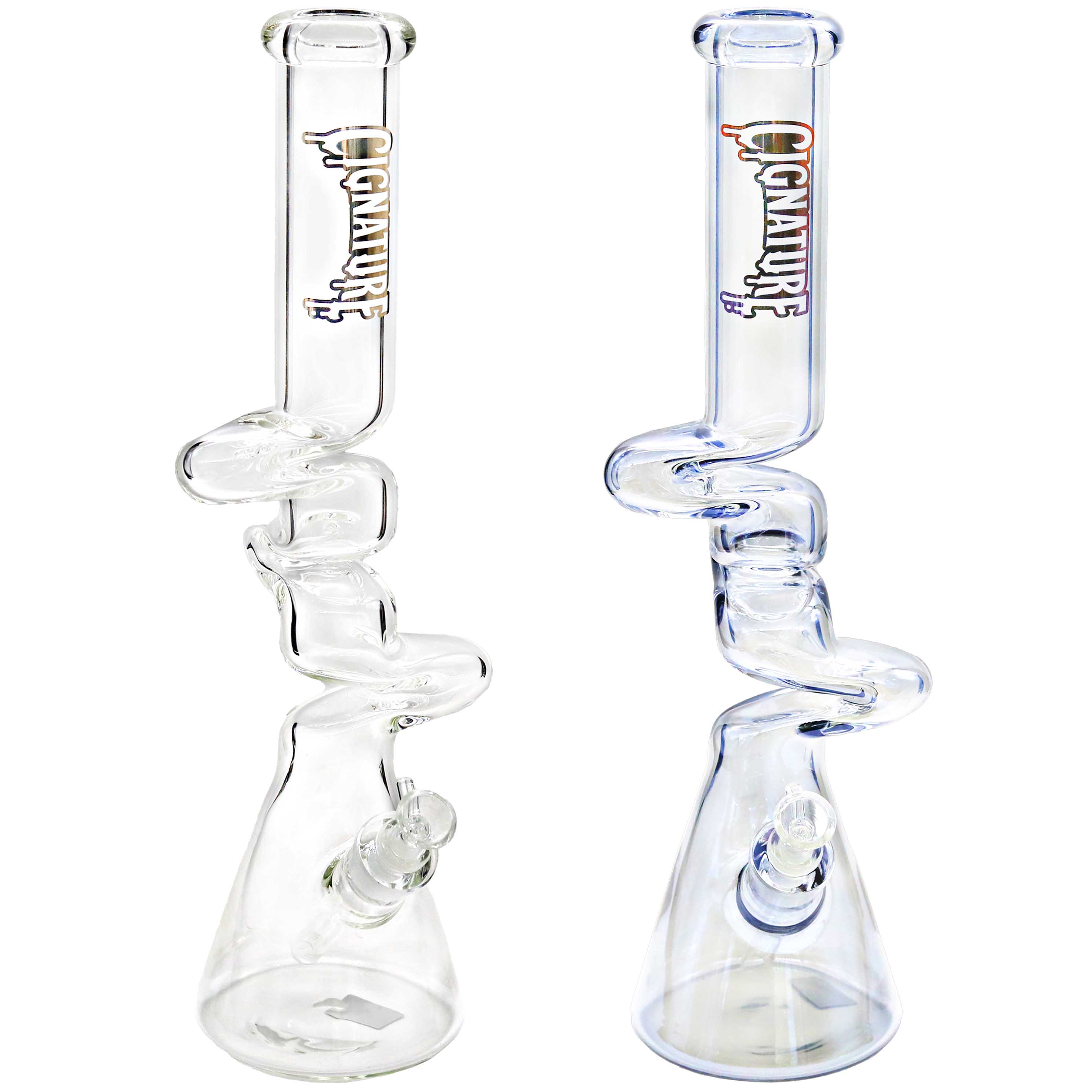 Cignature Rainbow Shaded ZigZag Beaker Waterpipe (MB-856-18) | 18 inch | Assorted Colors product image