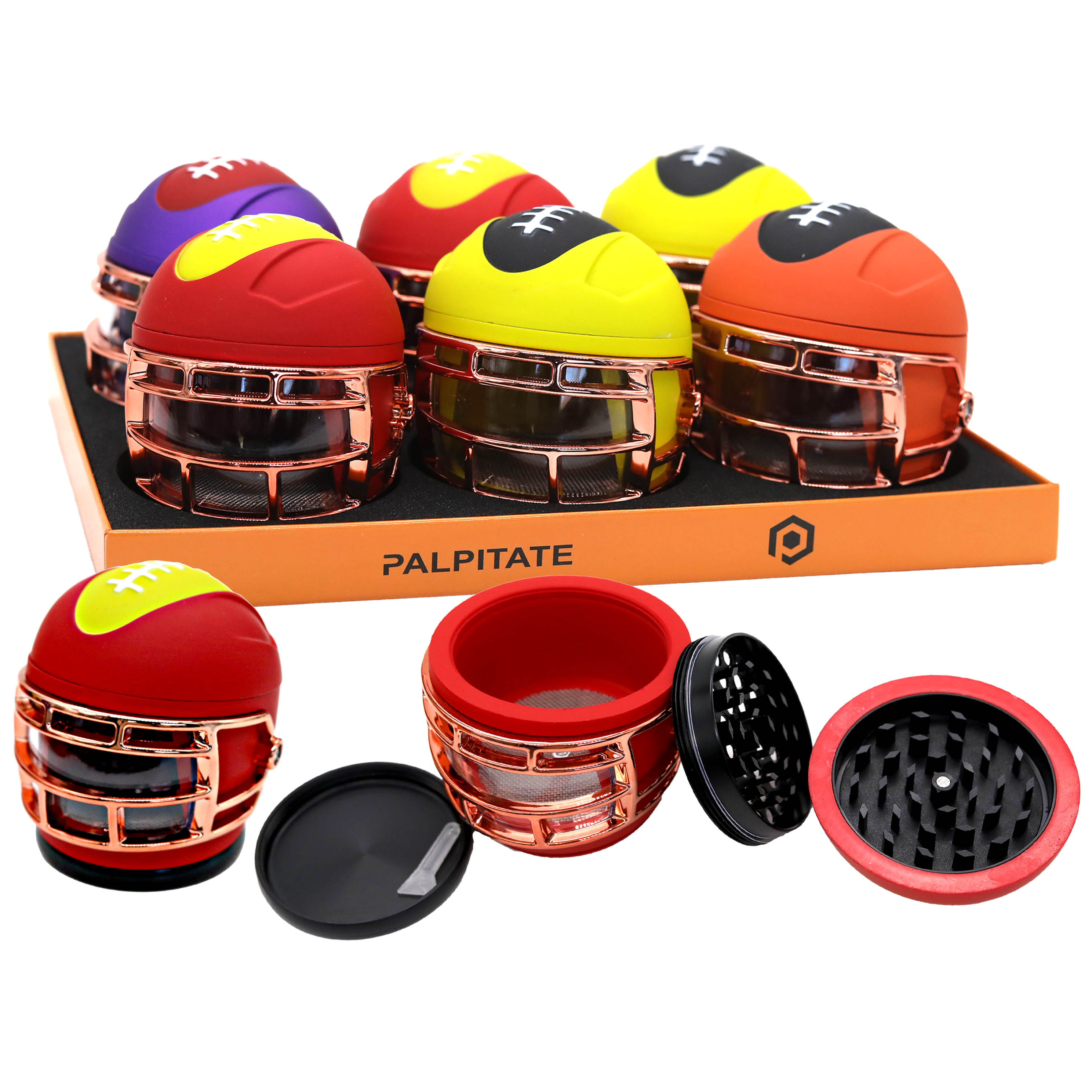 PALPITATE Football Helmet 4 Part Grinder (MG-076) | 63mm | Assorted Colors product image