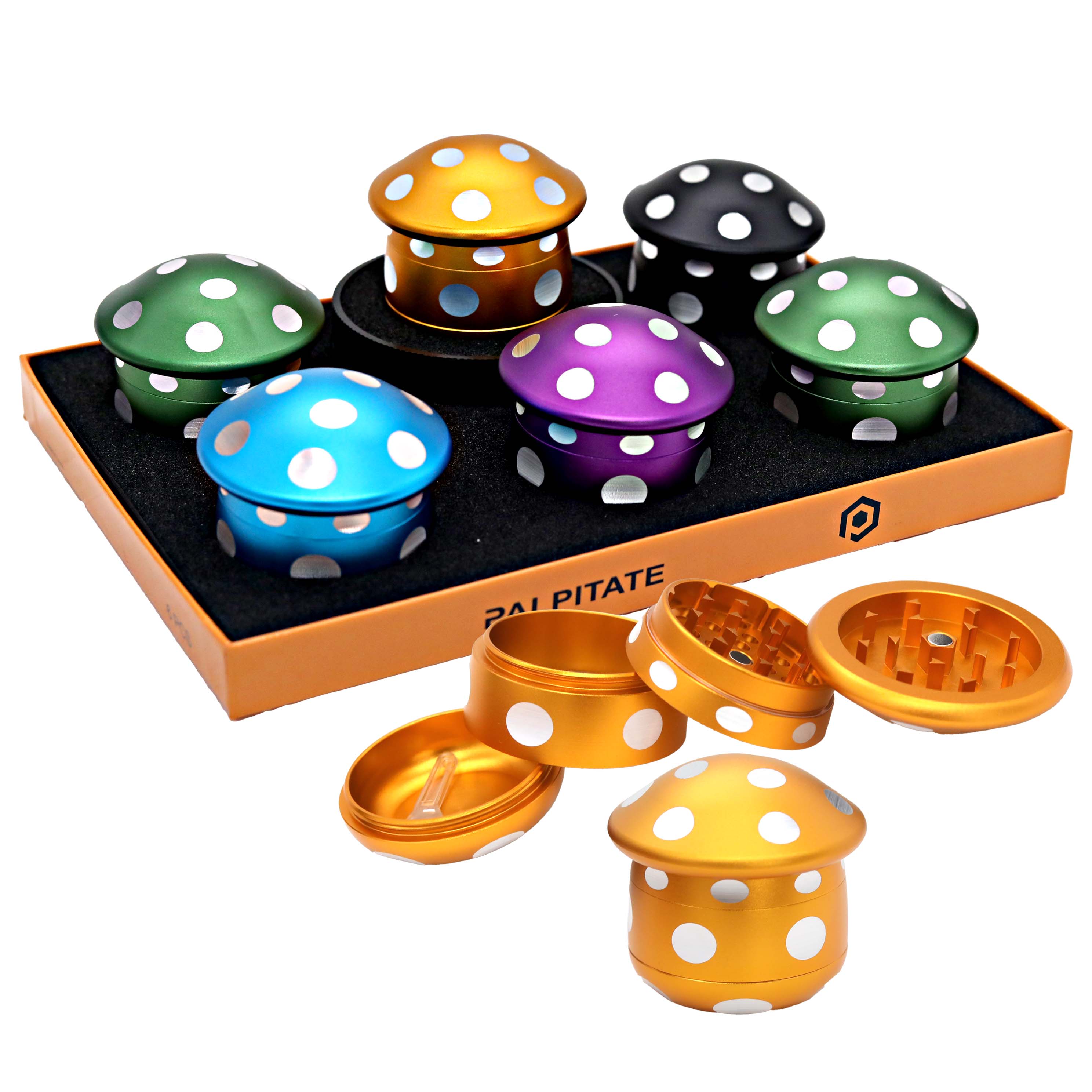PALPITATE Mushroom Aluminium 4 Part Grinder (MG-116) | 63mm | Assorted Colors product image