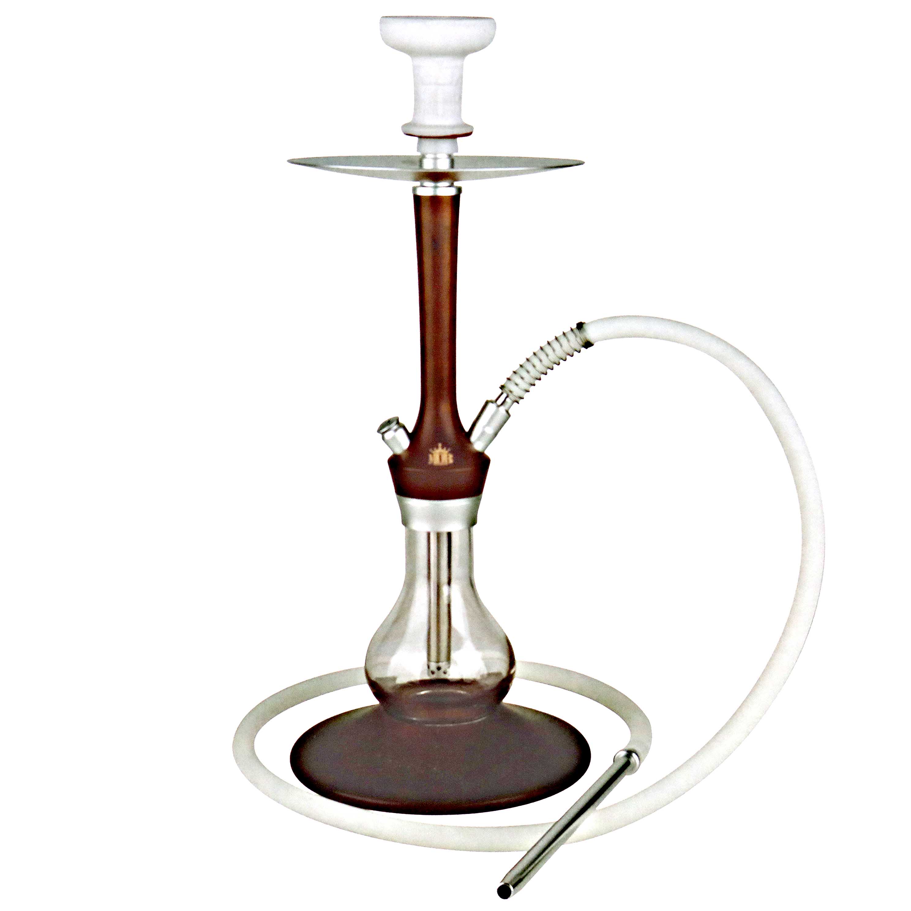 MOB Revo Wooden One Hose Hookah | 23 inch | Brown and Silver product image