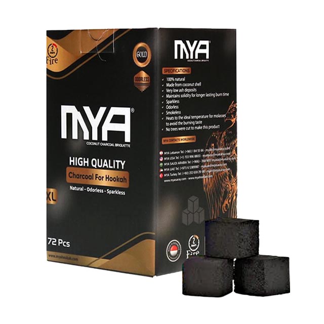 MYA Black-Gold Premium Hookah Charcoal | XL Size | 72 Count product image