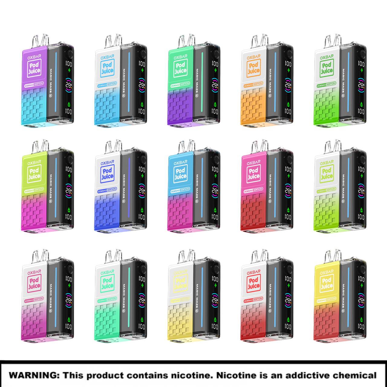 Pod Juice X Oxbar Magic Maze 2.0 Adjustable Disposables | 5% Nicotine | 30000 Puffs | 5 Count Display product image