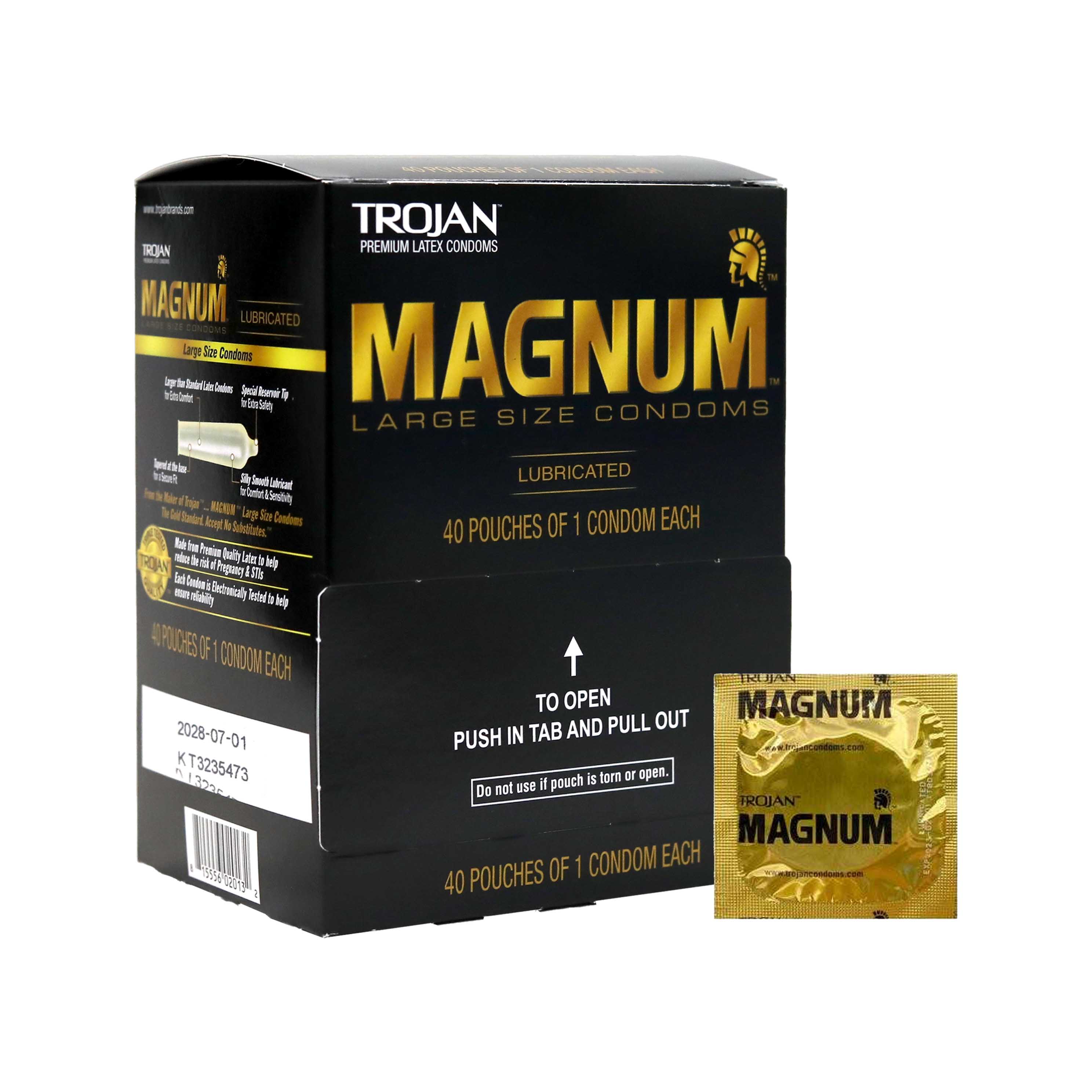 Trojan Magnum Lubricated Condoms | 40 Count Display | L Size product image