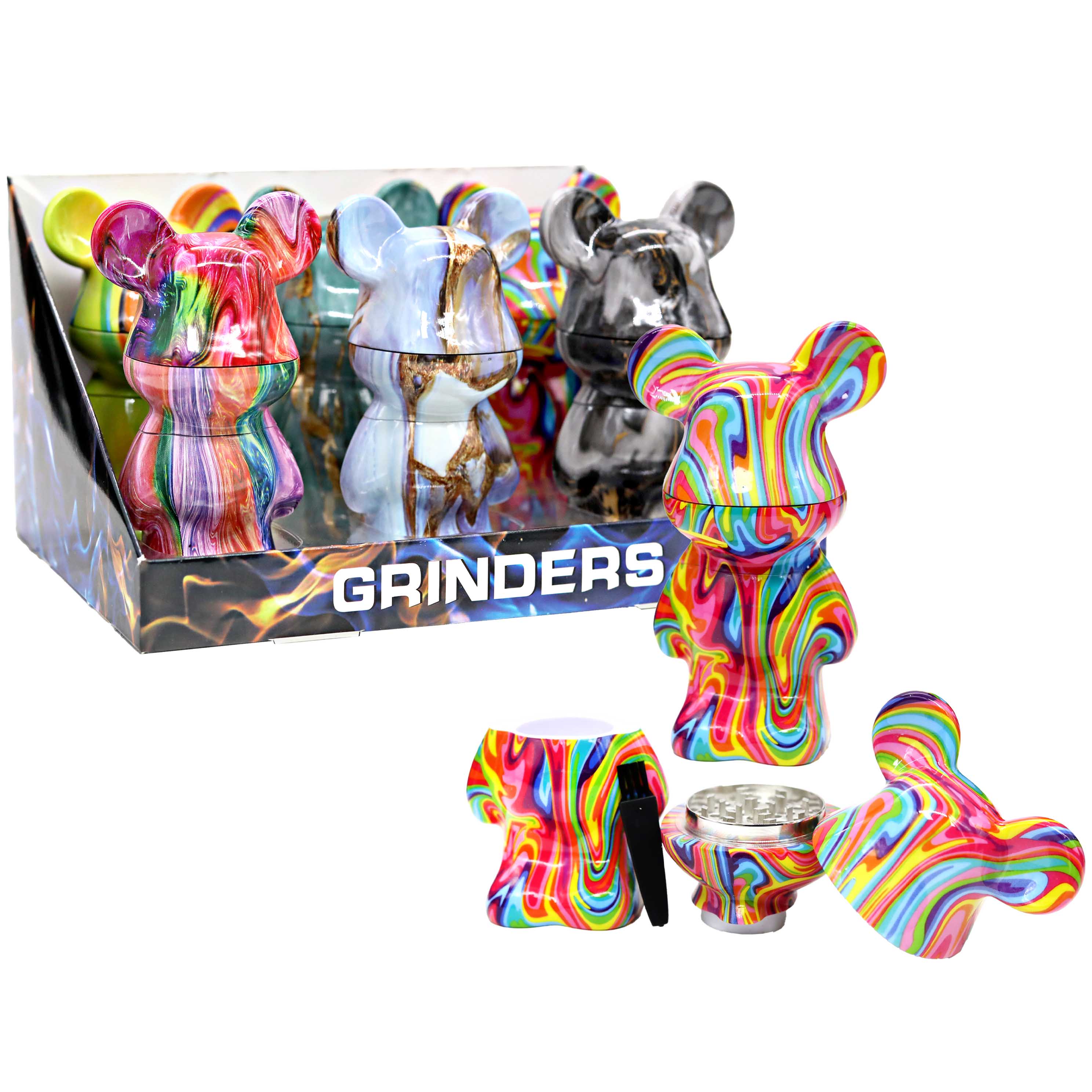 Marble Plating Teddy Bear 3 Part Plastic Grinder (ZM003) | Assorted Colors product image