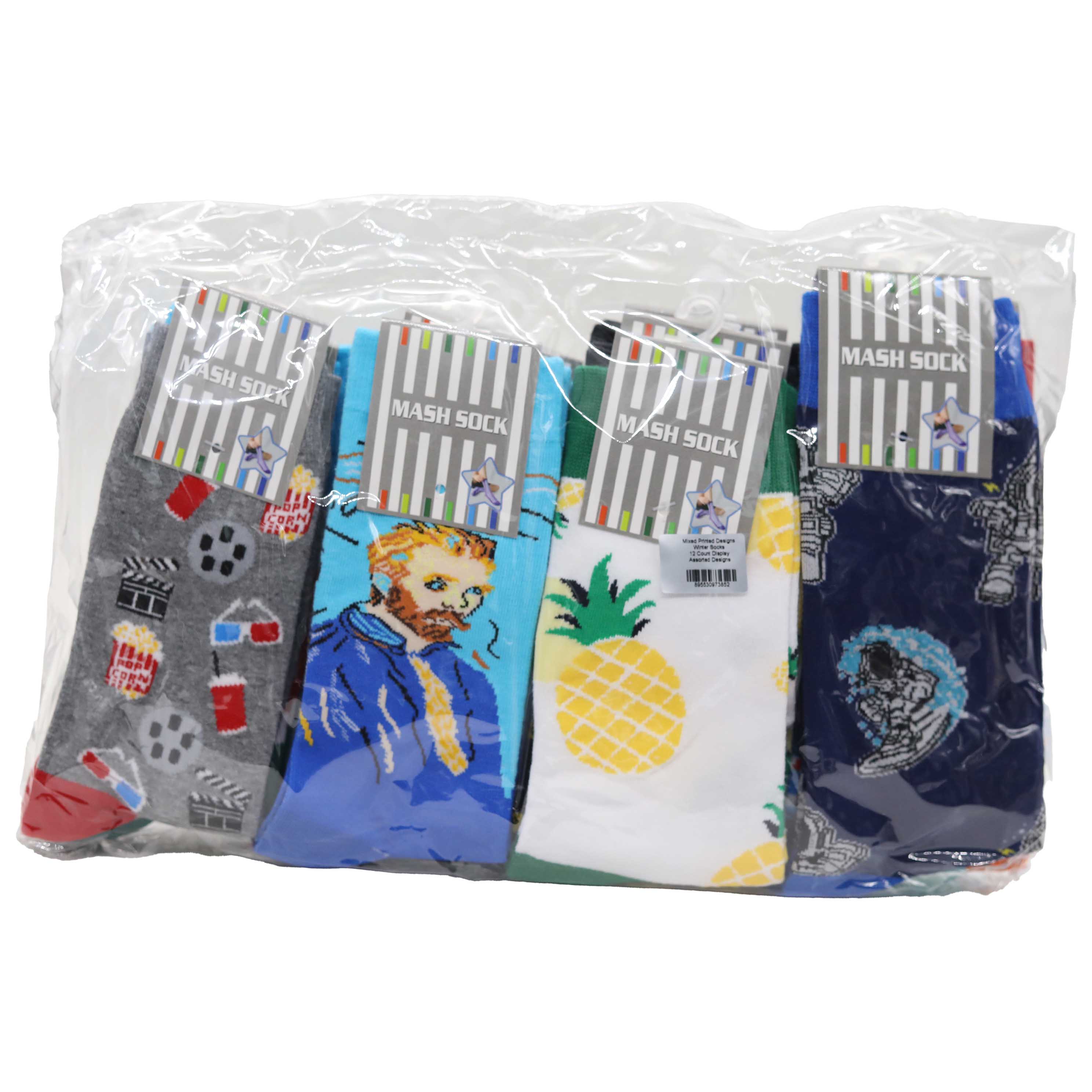 Mixed Printed Designs Winter Socks | 12 Count Display | Assorted Designs product image