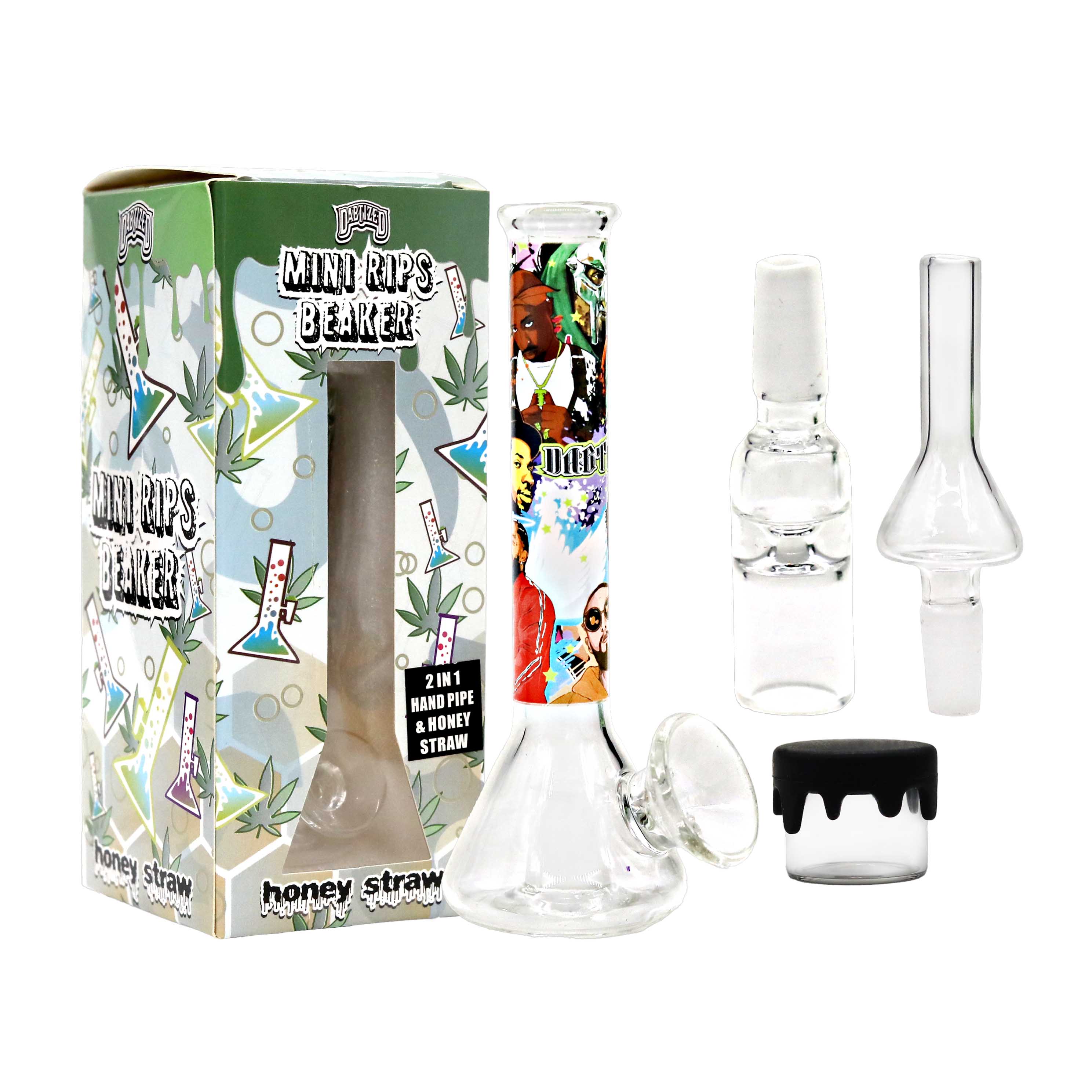Dabtized Beaker Waterpipe Shaped 2 in 1 Honey Straw And Handpipe | 5 inch | Assorted Colors product image