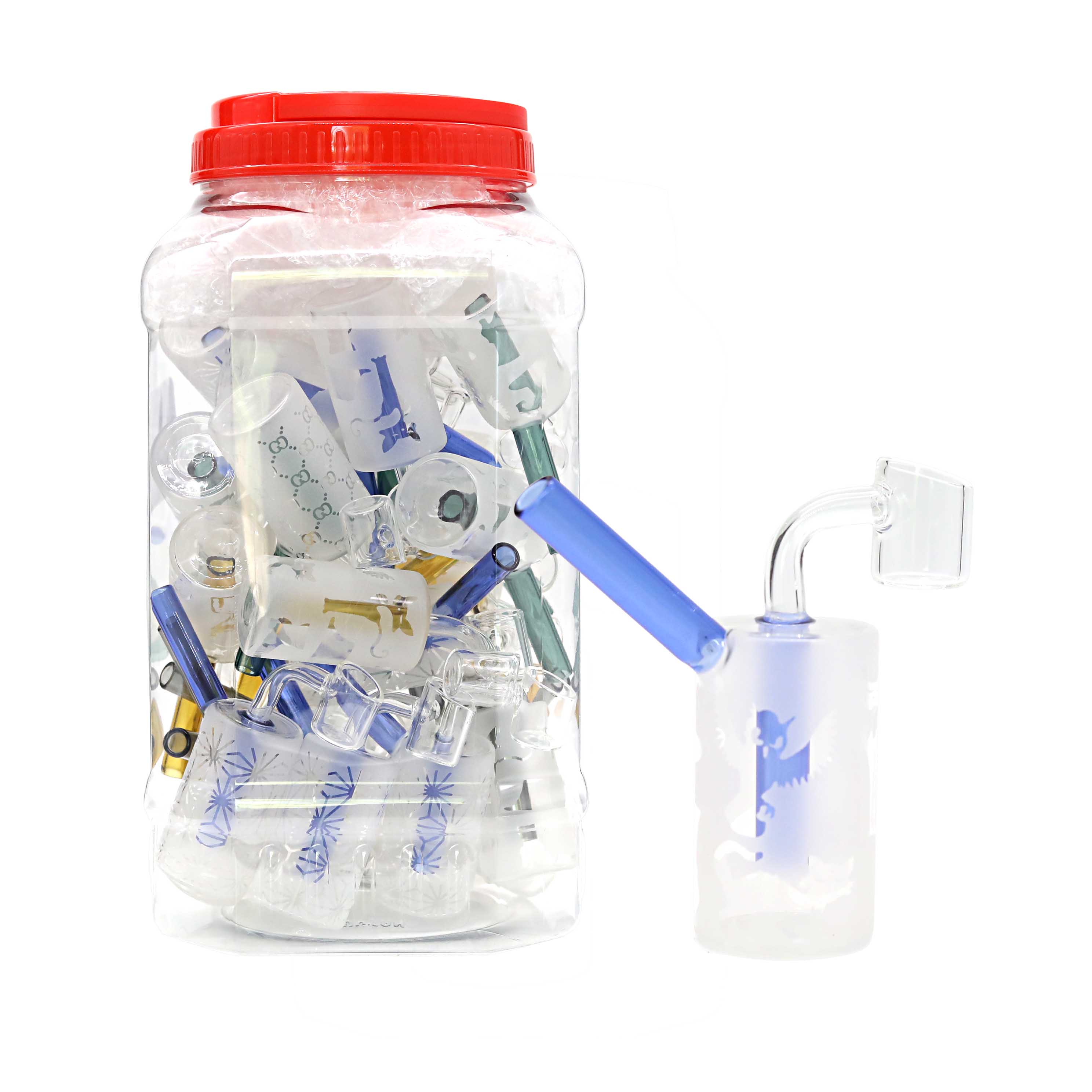 Mixed Designs Frosted Look Waterpipe With Banger (WP9266BN) | 5 inch | 25 Count Display product image
