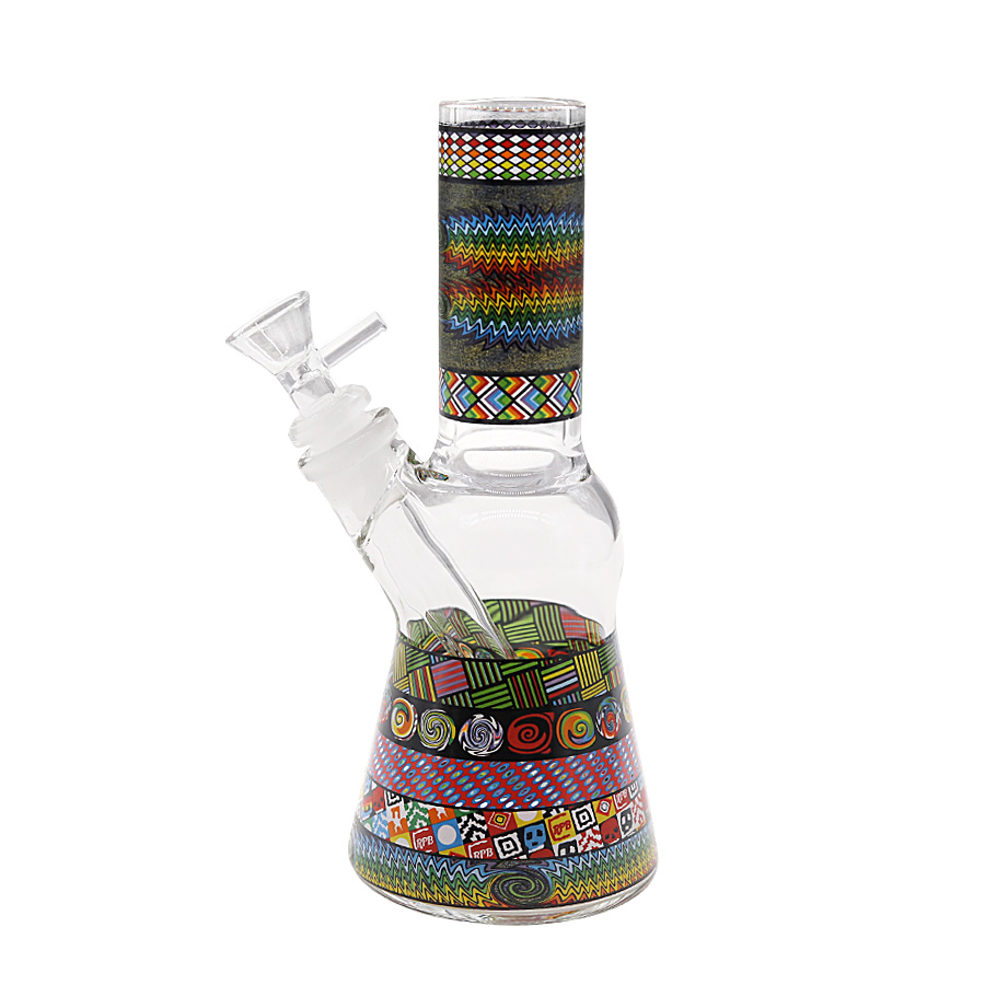 Mixed Geometrical Design Bell Shaped Waterpipe (AB33) | 10 inches | Assorted Colors product image