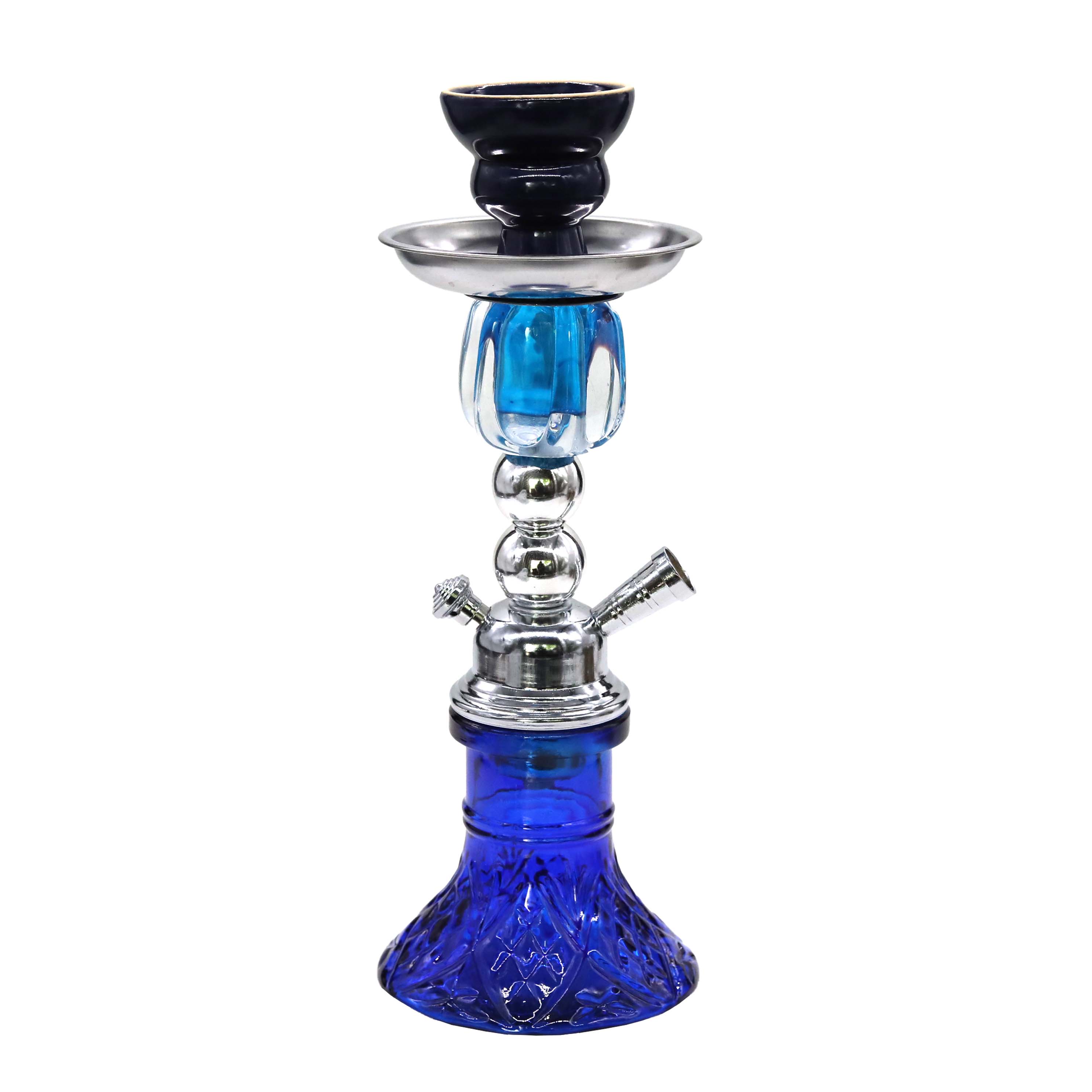 Crimson Frost Metallic Silver Stem 1 Hose Mini Hookah (NP-78) | 9 inches | Assorted Colors product image