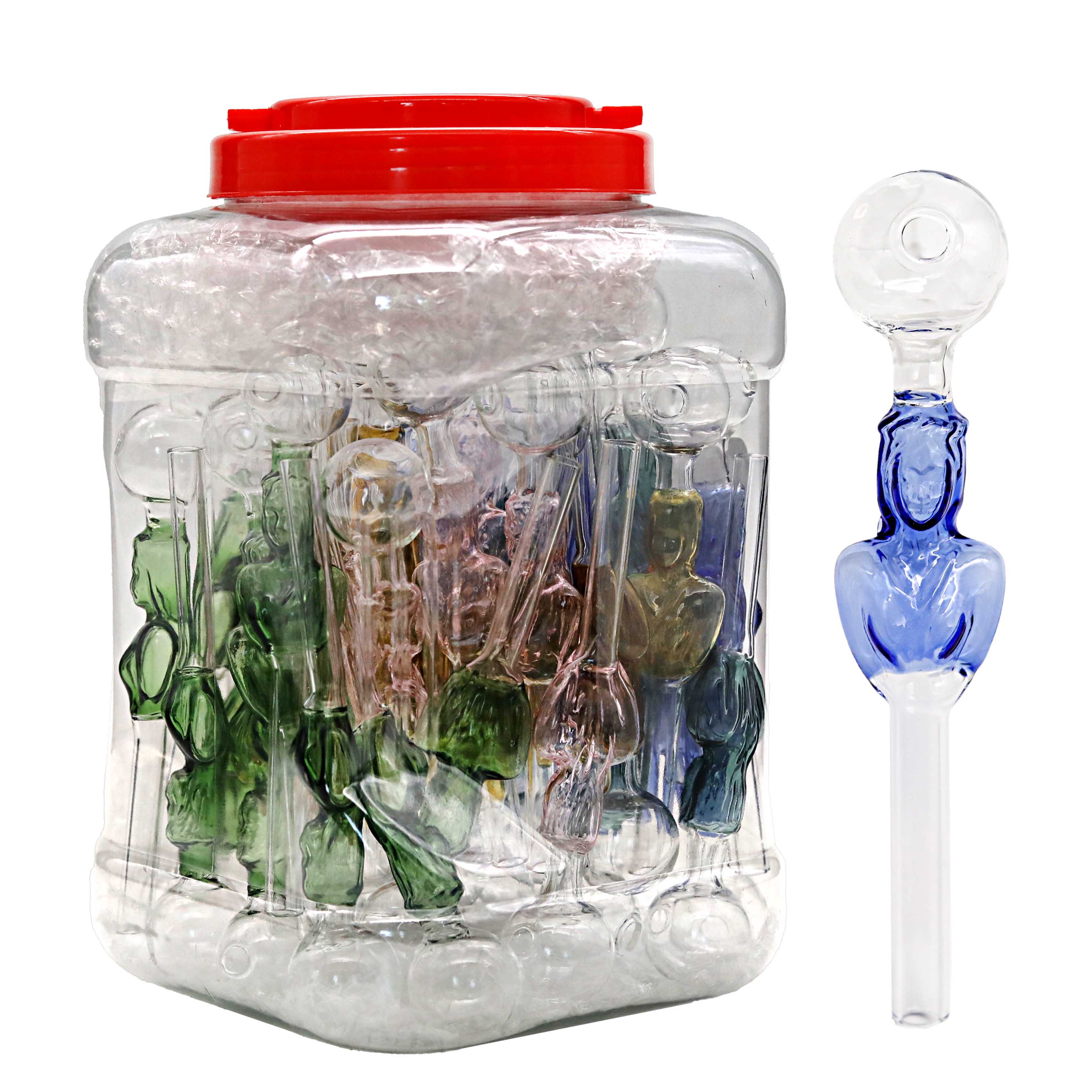 Mixed Colors Tube Oscar Skull Head OB (OBJ303) | 14mm | Male | 50 Count Display product image