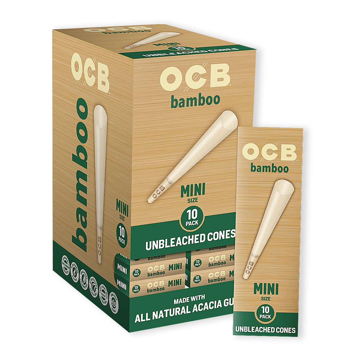 OCB Bamboo Unbleached Cones | Mini | 4 Pack | 20 Count Display product image