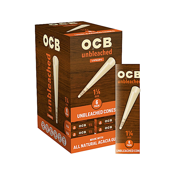 OCB Bamboo Virgin Unbleached Cones | Mini | 3 Pack | 24 Count Display product image