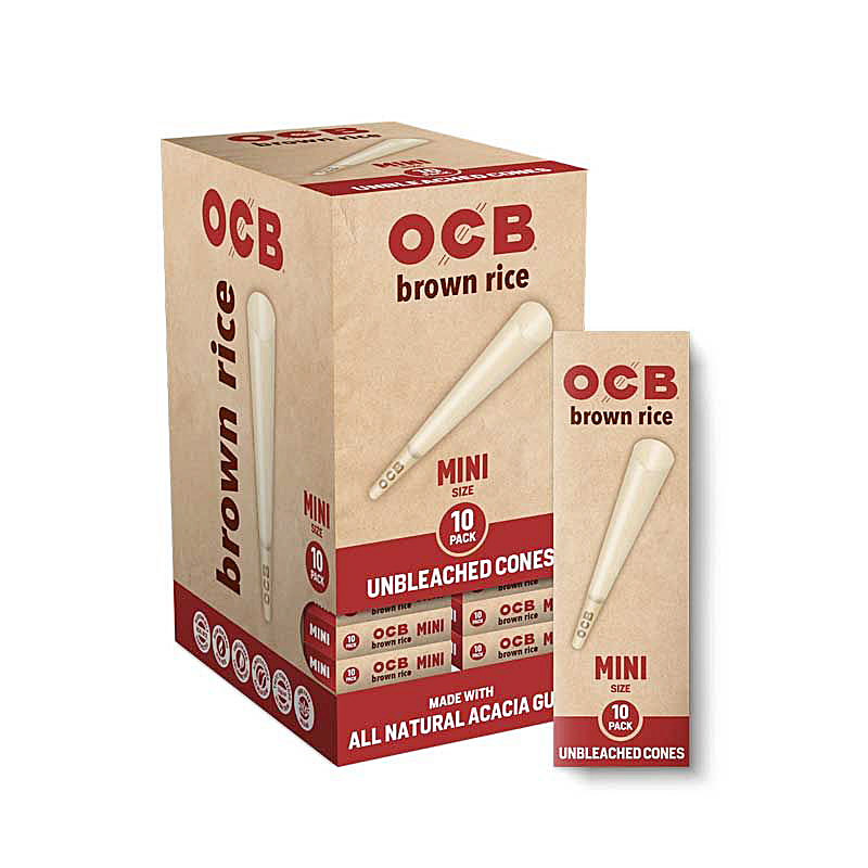 OCB Brown Rice Unbleached Cones | Mini | 4 Pack | 24 Count Display product image