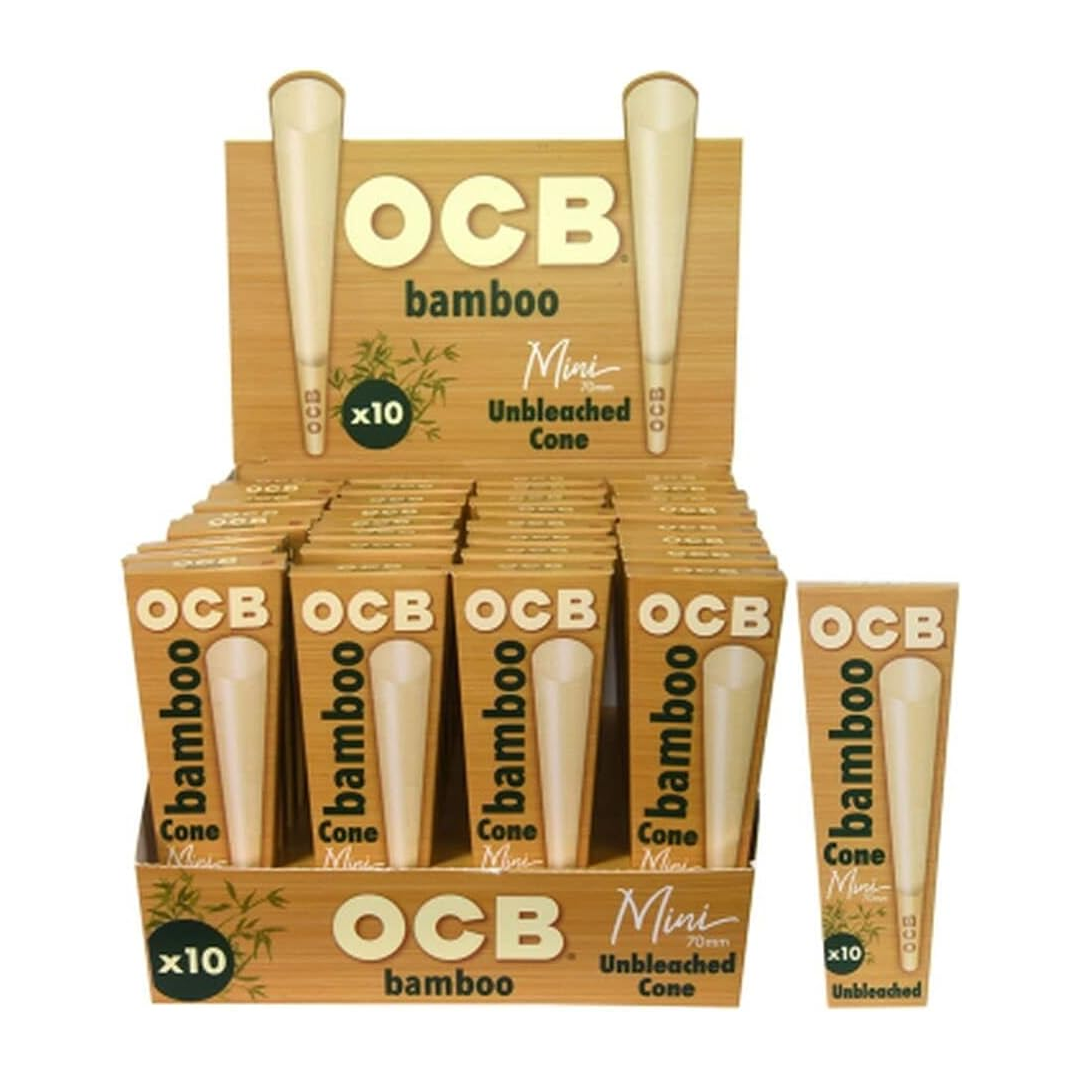 OCB Bamboo Unbleached Cones | Mini | 10 Pack | 32 Count Display product image