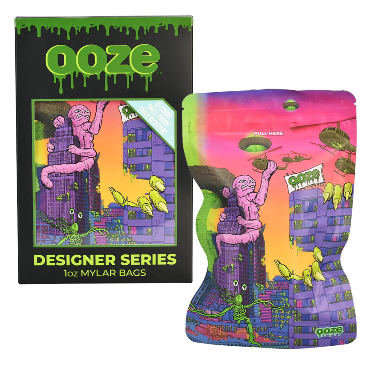 Ooze After Hours Designer Series Smell Proof Mylar Bags | 1oz | 10 Pack | 12 Count Display | Assorted Designs product image
