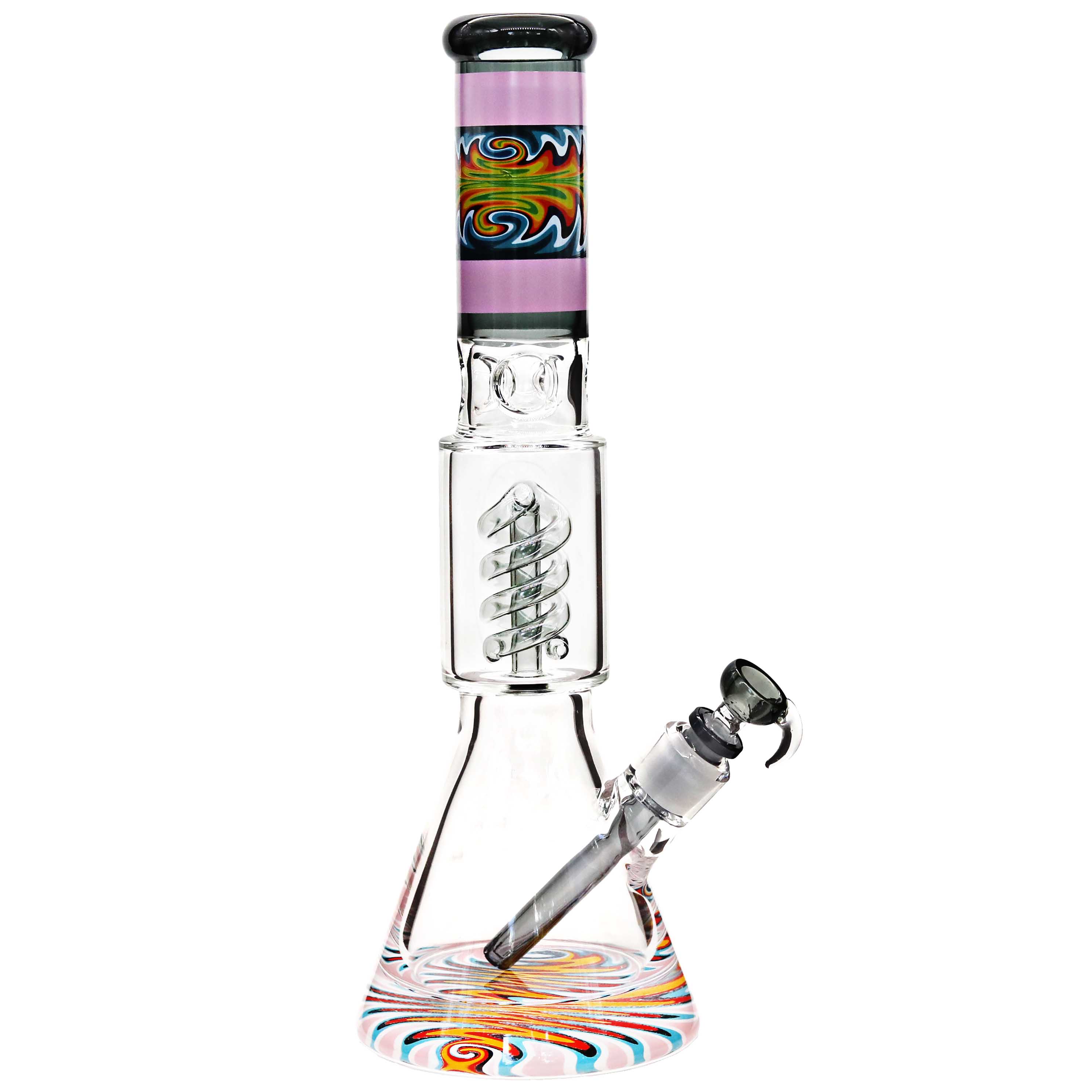 Wigwag Top With Coil Perc Wigwag Base Beaker Waterpipe (P428) | 16 Inch | Assorted Colors product image