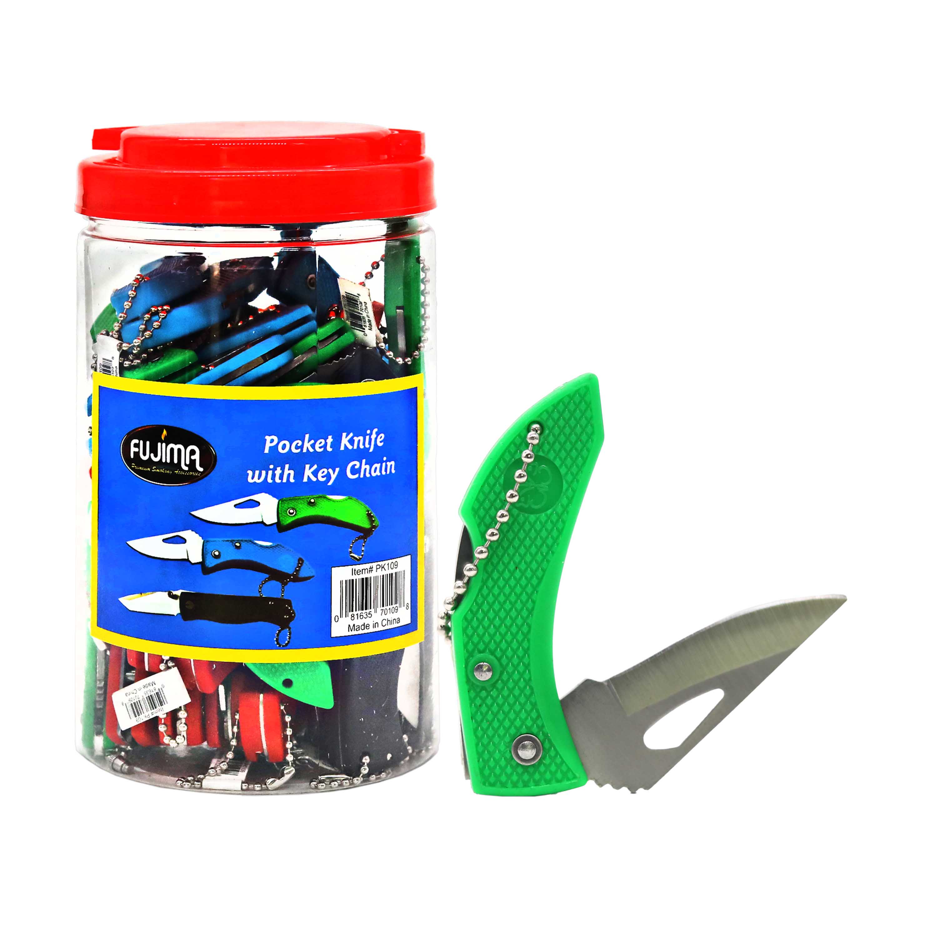 Fujima Pocket Knife With Keychain (PK109) | 36 Count Jar | Assorted Colors product image