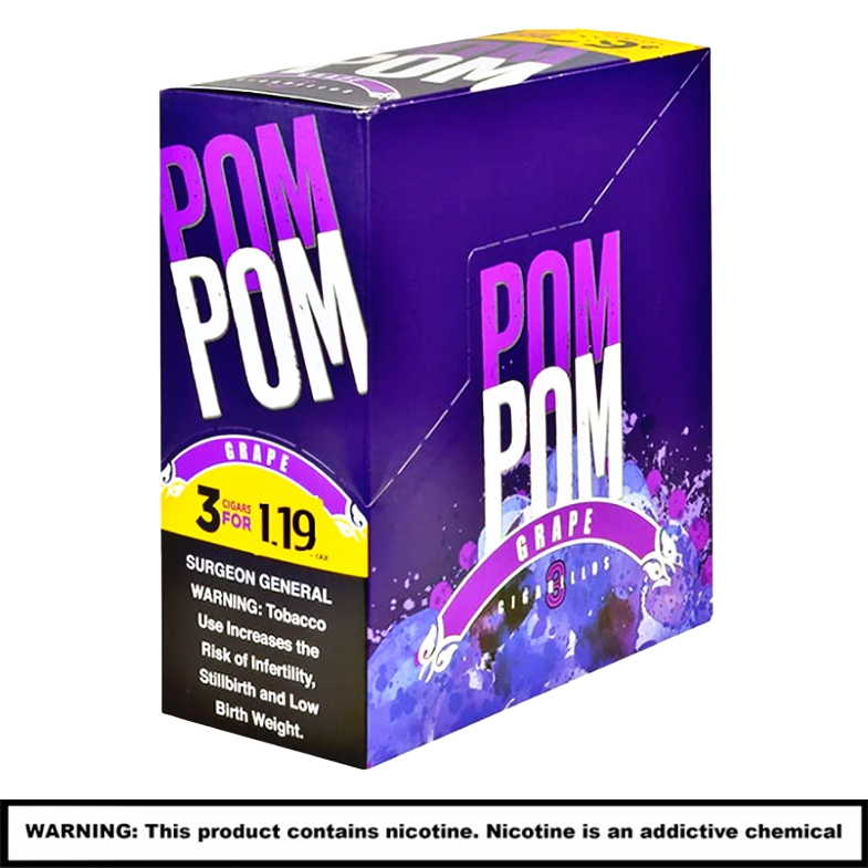 Pom Pom Rolled Cigars (3 For $1.19) | 3 Pack | 15 Count Display | Grape product image