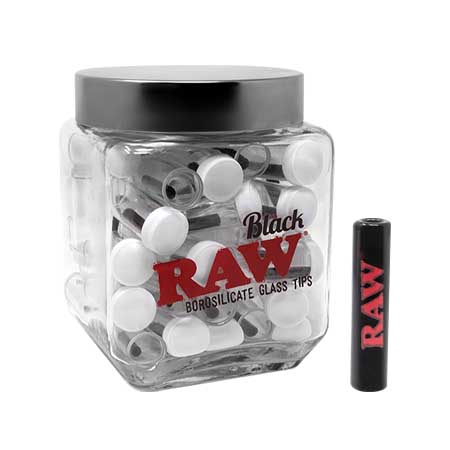 RAW Black Brand Glass Tips | 50 Count Display product image