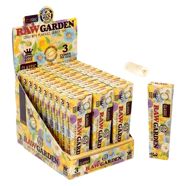 RAW Classic Garden Cones With Plantable Tips | King Size | 3 Pack | 30 Count Display product image