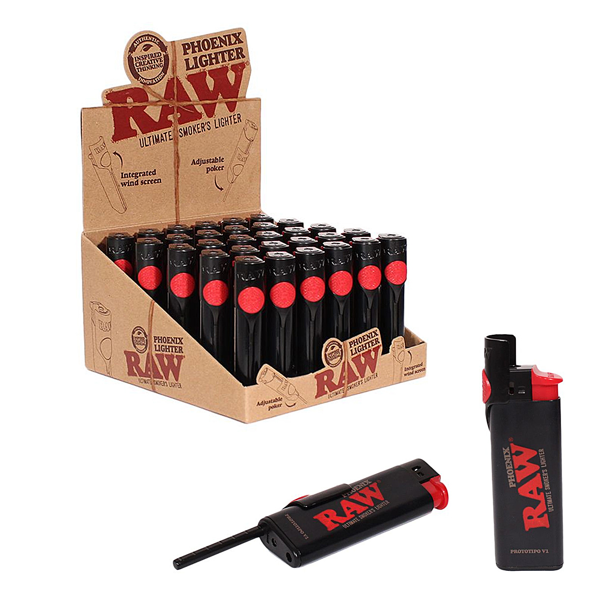 RAW Phoenix Lighter | Black | 30 Count Display product image